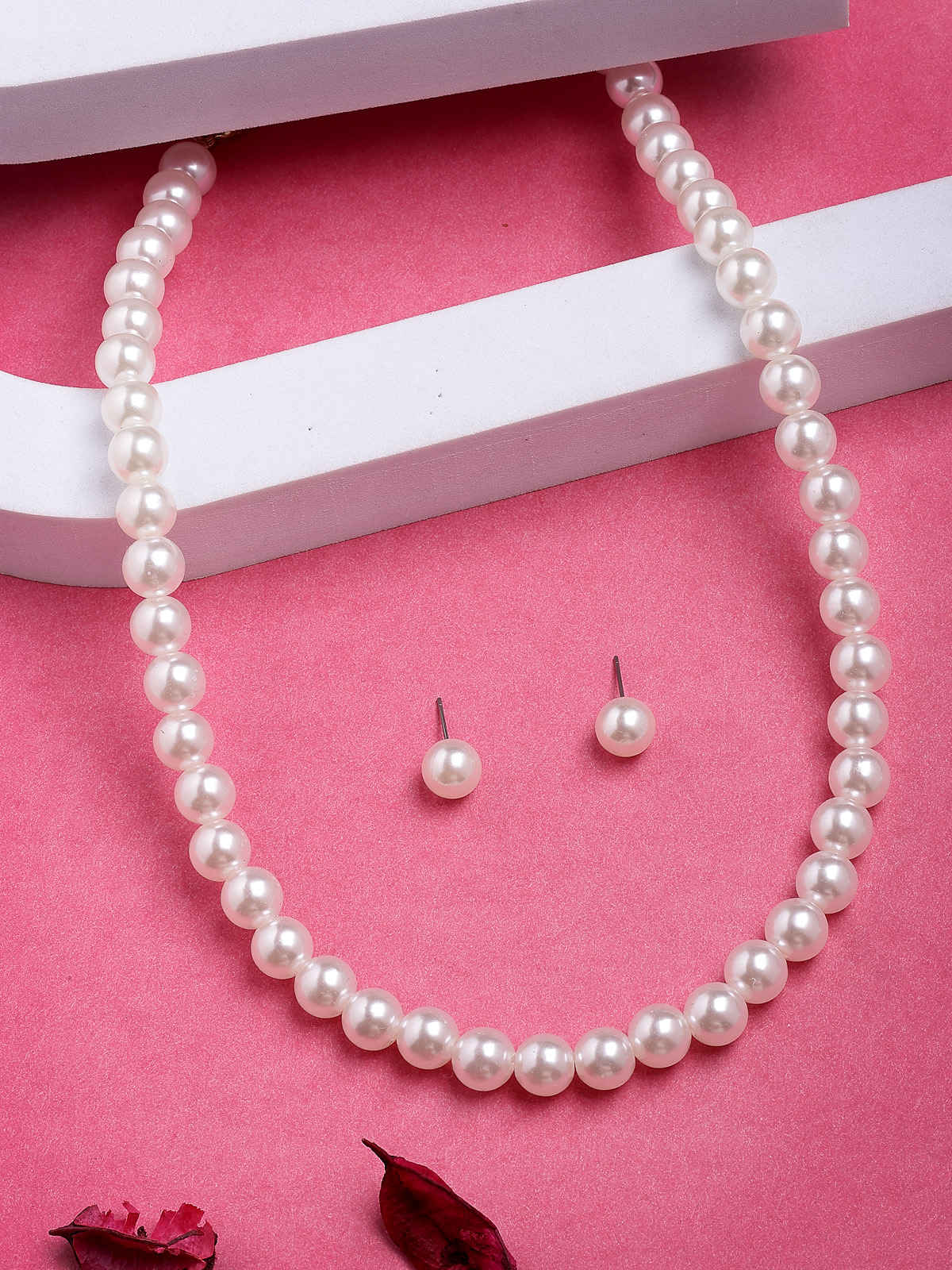 Scintillare By Sukkhi Moti Mala Necklace & Matching Pearl Studs Earring Jewellery Set For Women