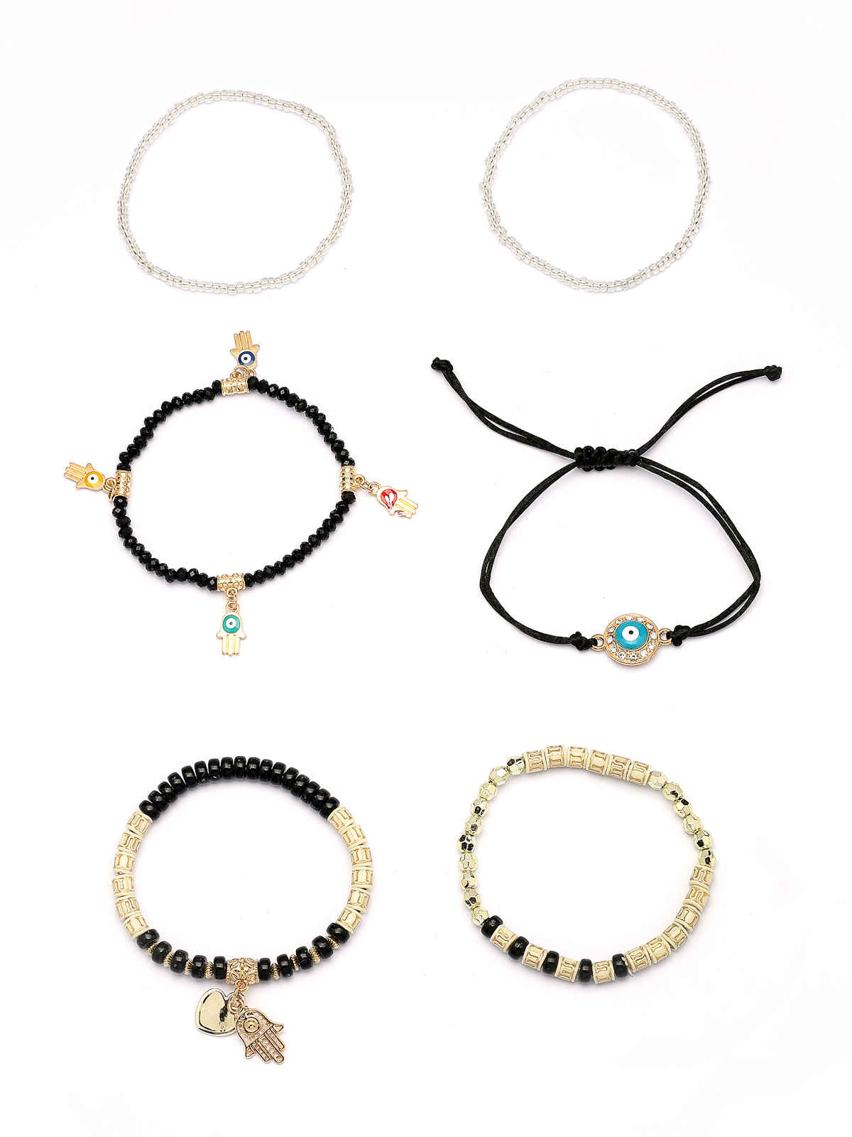 Scintillare By Sukkhi Evil Eye Lucky Protection Bracelet Crystal Charm Beaded Bracelet For Women