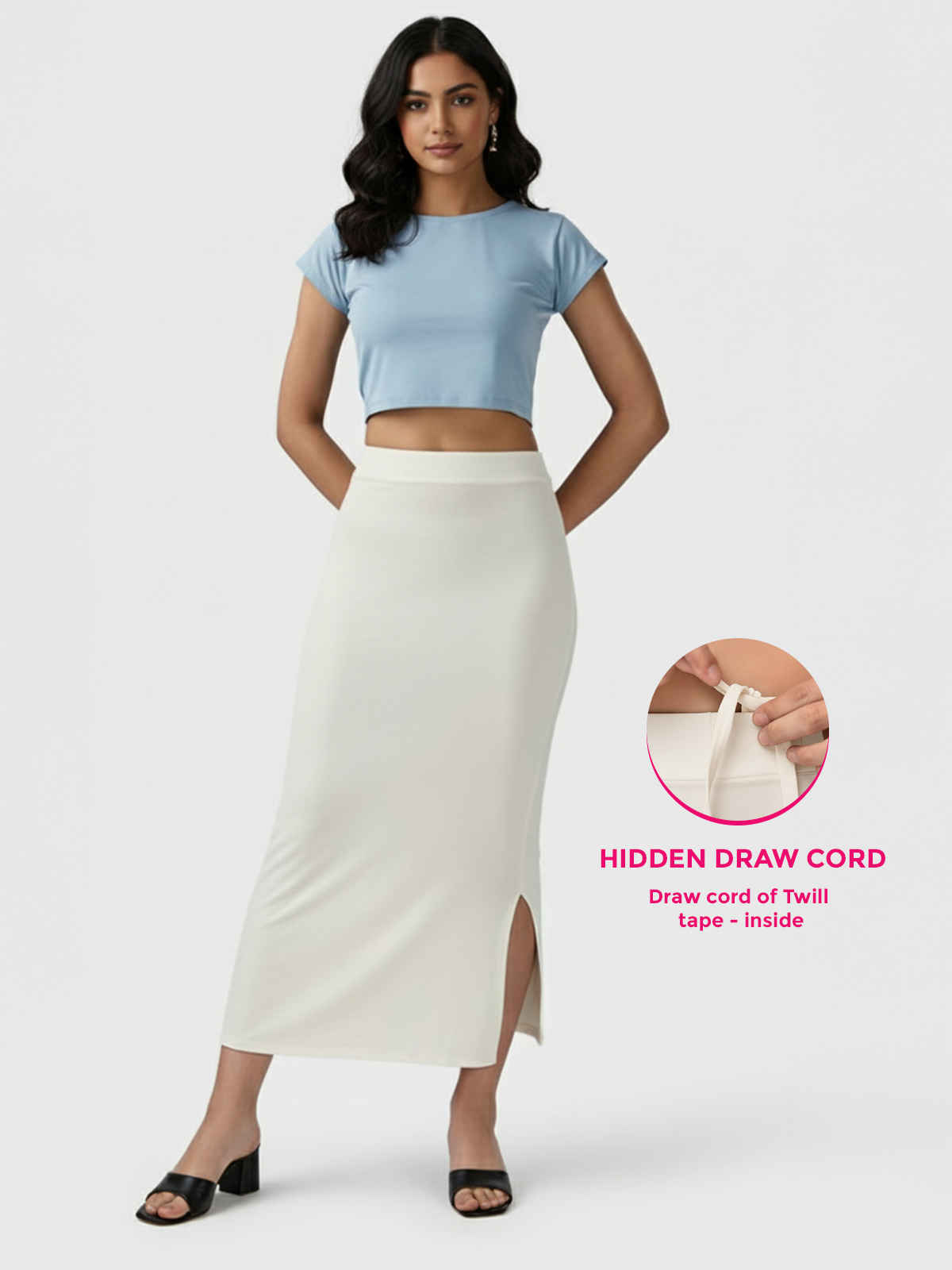 PYNK by Lux Cozi Women's Saree Shapewear | Flaunt Your Curves with Confidence | Off-White|Free Size