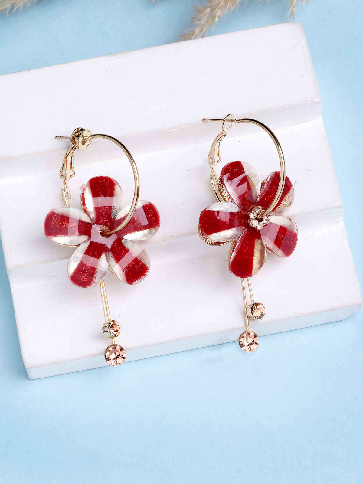 Scintillare By Sukkhi Golden Florally your Earring Crystal Dangle Drop Hoop Earrings For Women