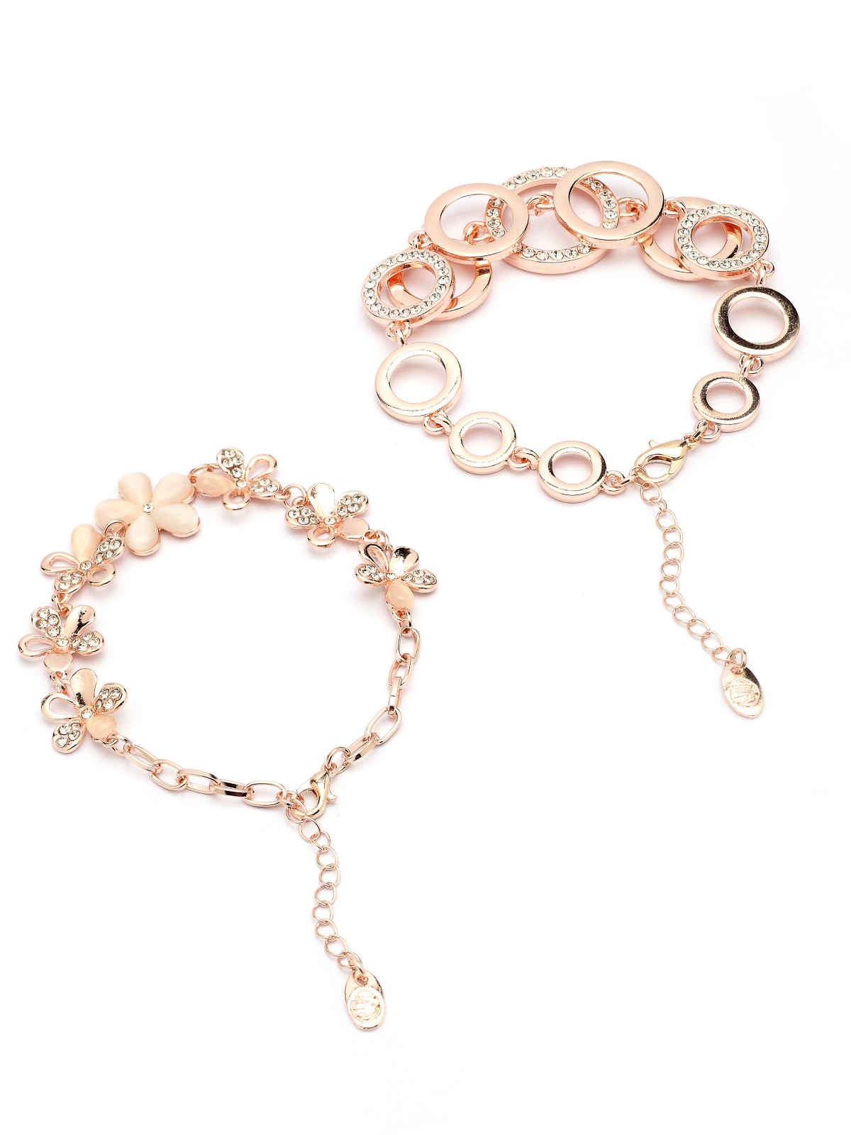 Scintillare By Sukkhi Rose Gold Plated Cubic Zirconia Charm Bracelet Combo Jewellery For Women