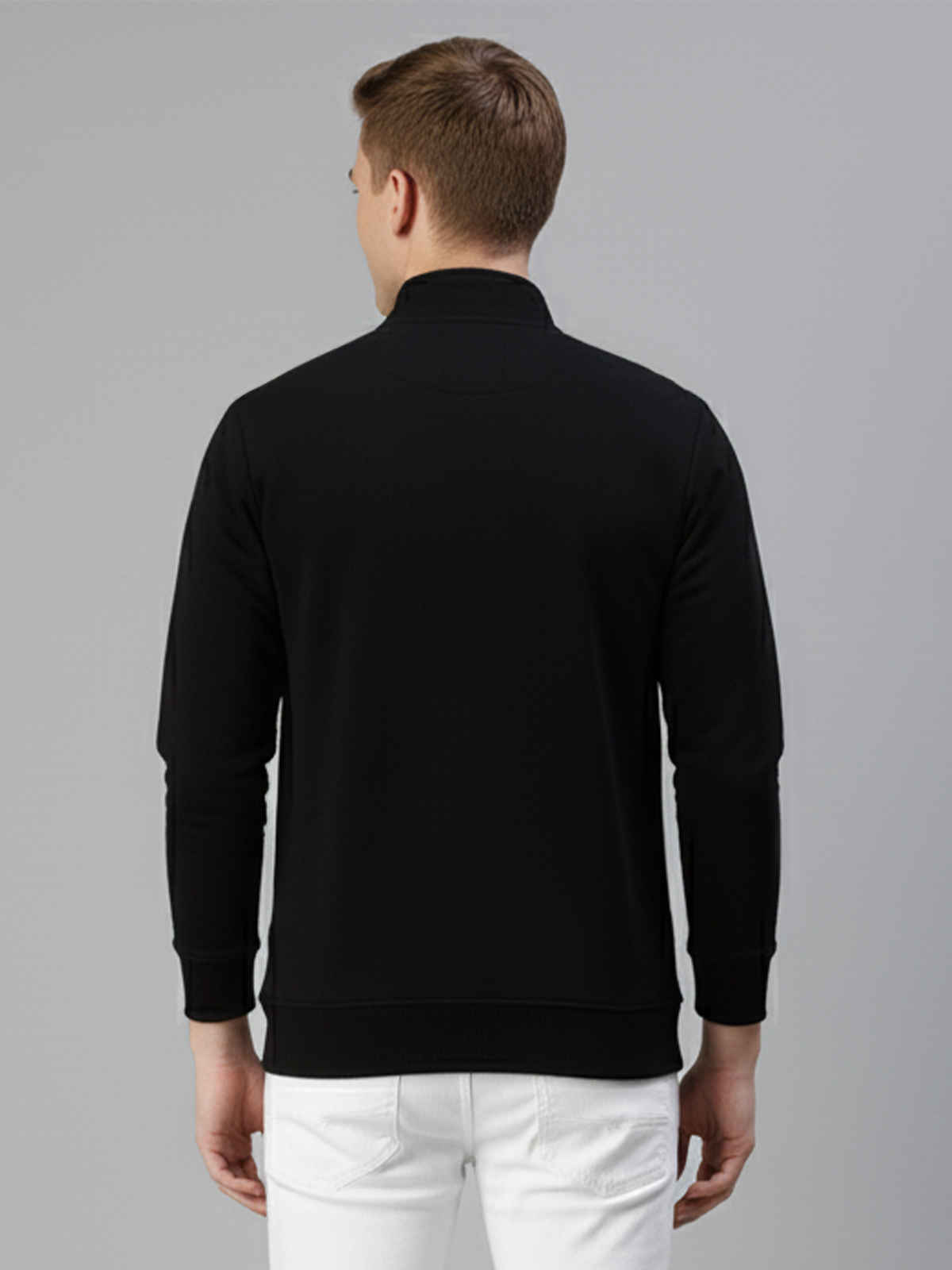 Onn Men's Classic Hi-Neck Half Zip Sweatshirt | Black - S