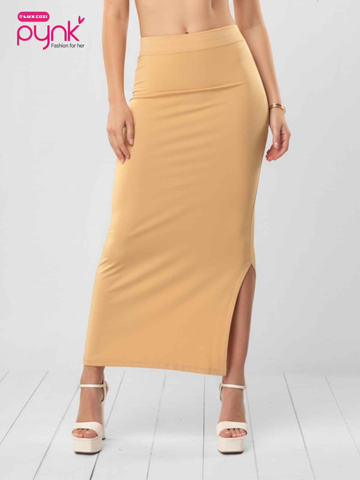 PYNK by Lux Cozi Women's Saree Shapewear | Flaunt Your Curves with Confidence | Beige | Free Size