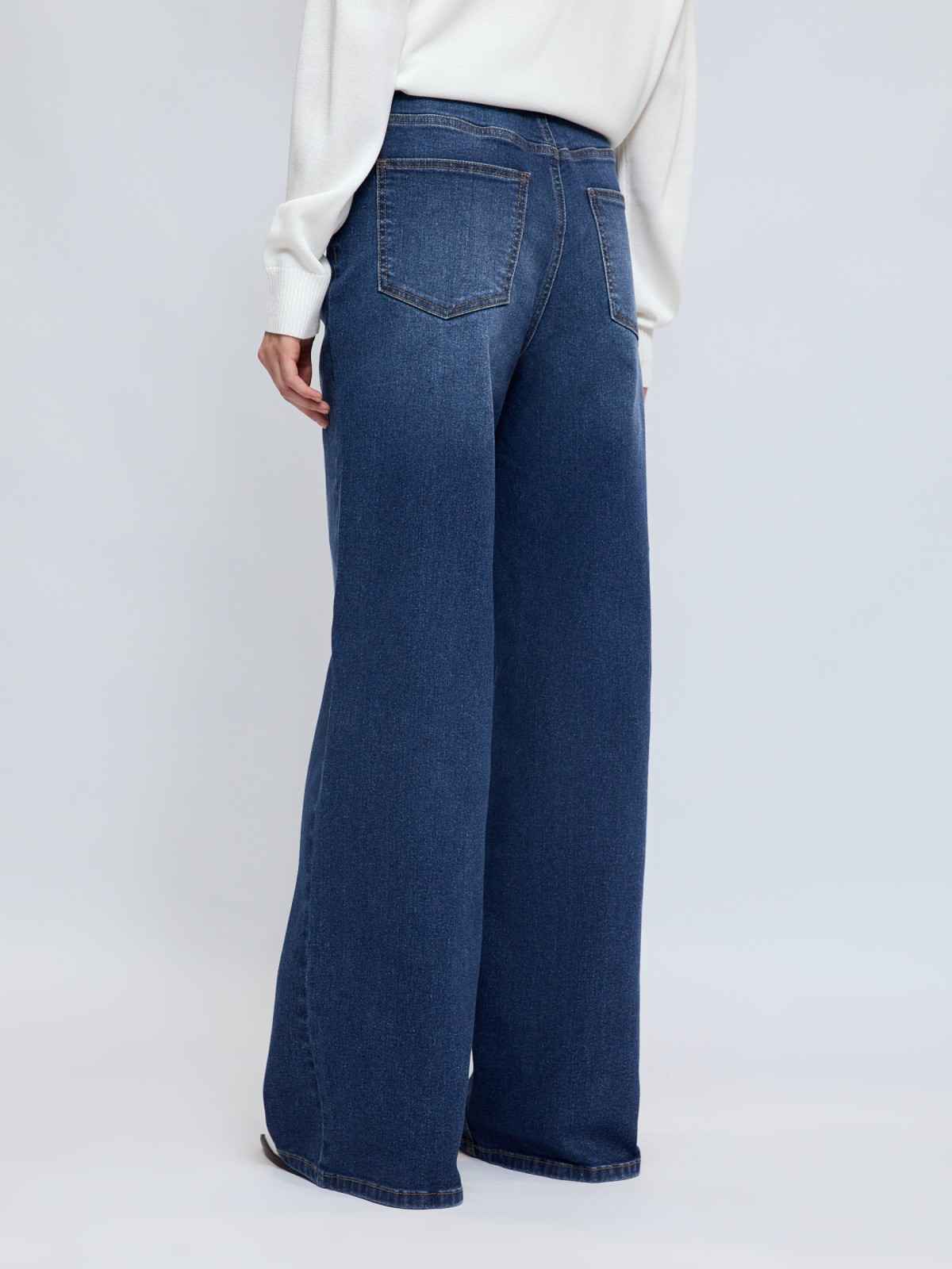Aadvi Fashion Women's Baggy Fit Heavy Fade Wide Leg Jeans | Dark Blue | 28