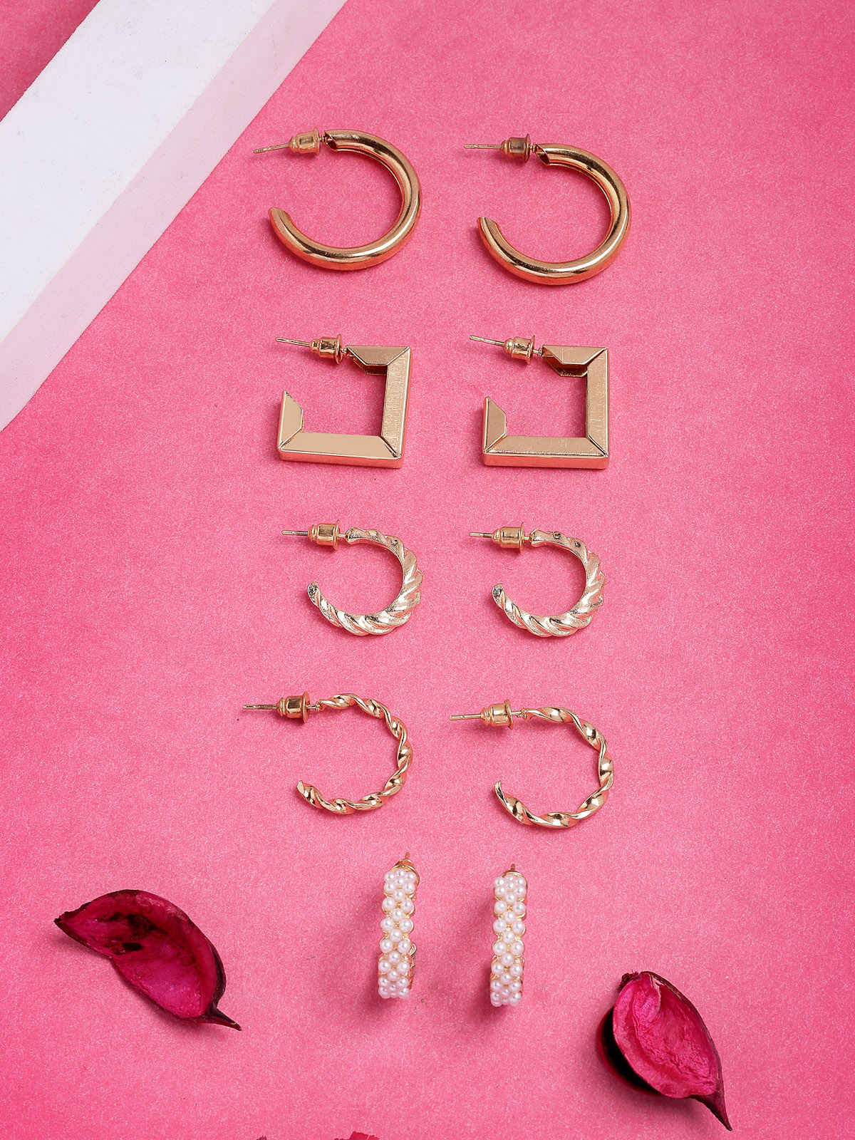 Scintillare By Sukkhi Beautiful Gold Plated Pearls Contemporary Min Hoop Combo Earrings For Women