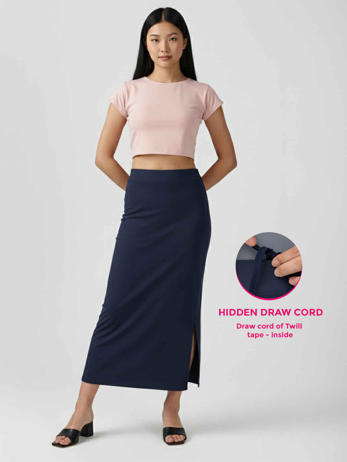 PYNK by Lux Cozi Women's Saree Shapewear | Flaunt Your Curves with Confidence | Navy Blue|Free Size