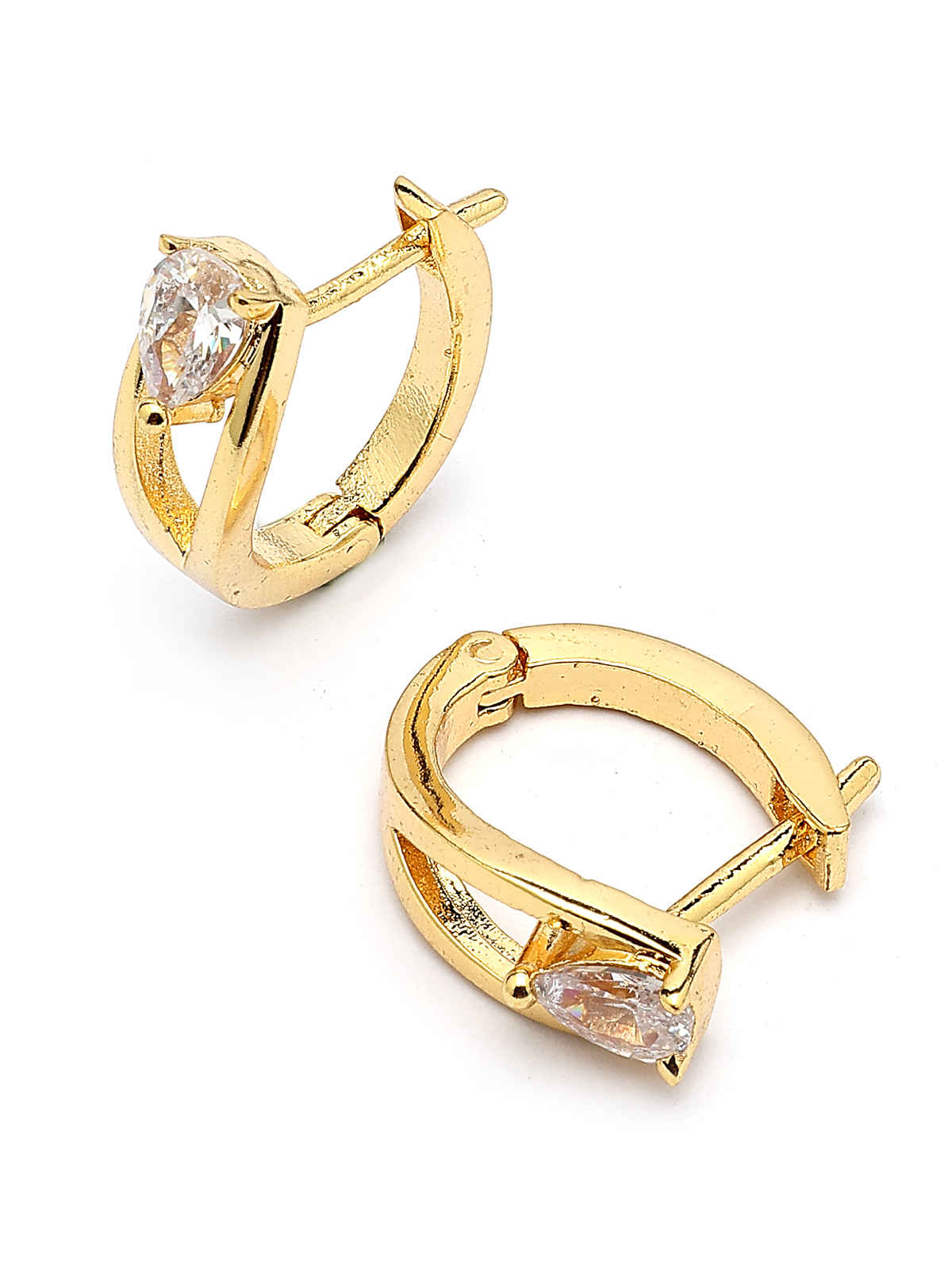 Scintillare By Sukkhi Gold Plated Austrian Cubic Zirconia Stone Clip On Hoop Earrings For Women
