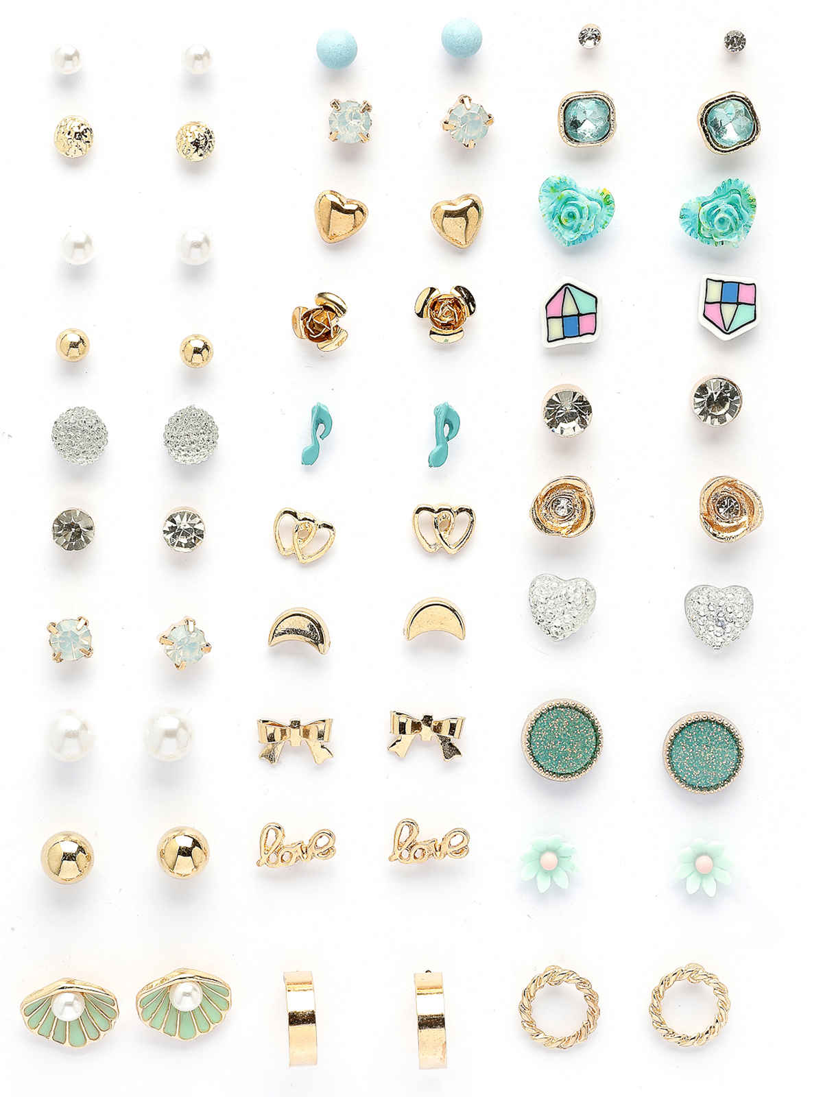 Scintillare By Sukkhi Gold Plated Crystal & Pearls Geometric Studs Combo Earrings For Women