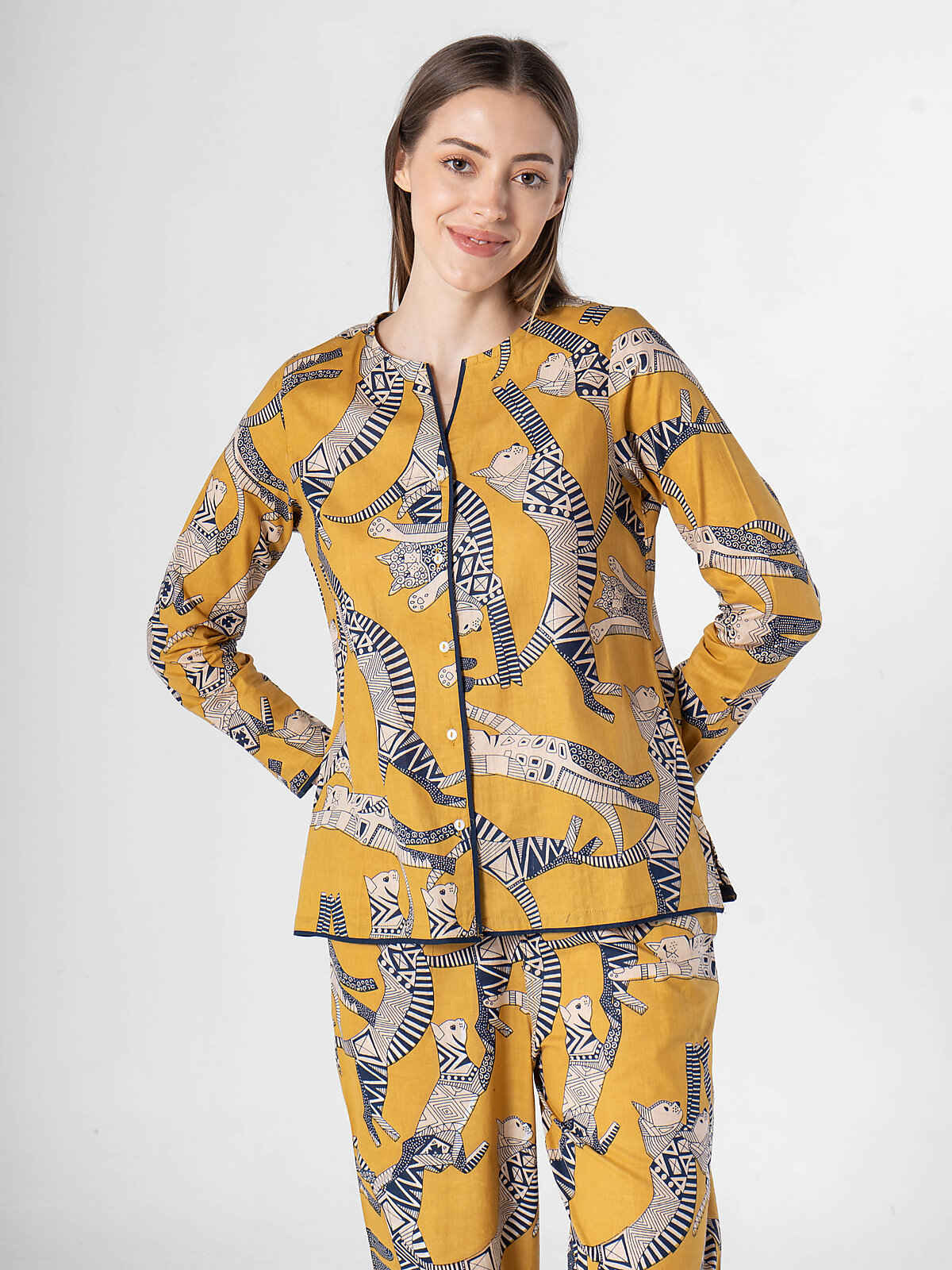 Sanskrutihomes Women Multicolor Printed Pure Cotton Night Suit SE-NSP-674 | M