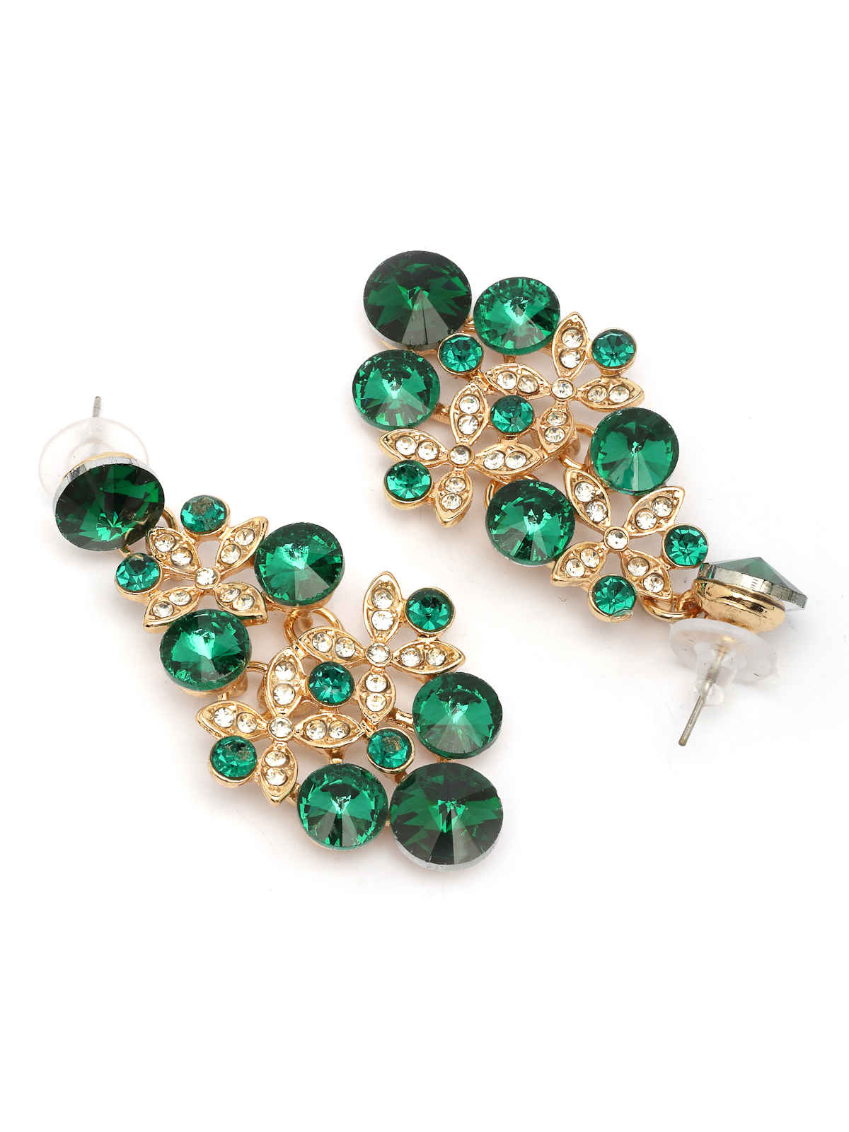 Sukkhi AD Stone Gold Plated Green Choker Necklace & Dangle Earring Jewellery Set For Women|NS107352