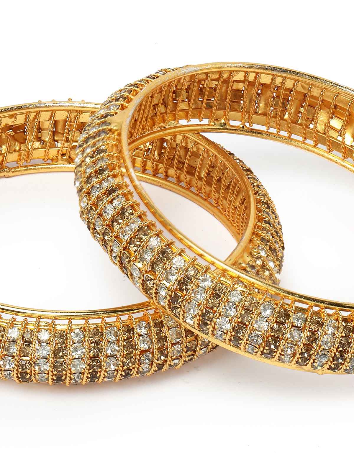 Sukkhi Gold Tone Plated White Broad Bracelet Bangle Set Jewellery for Women - 2.4
