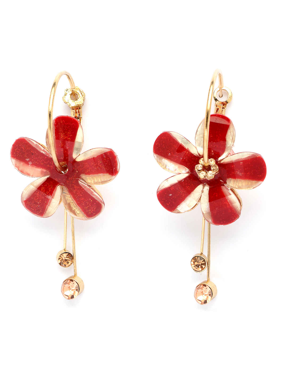 Scintillare By Sukkhi Golden Florally your Earring Crystal Dangle Drop Hoop Earrings For Women