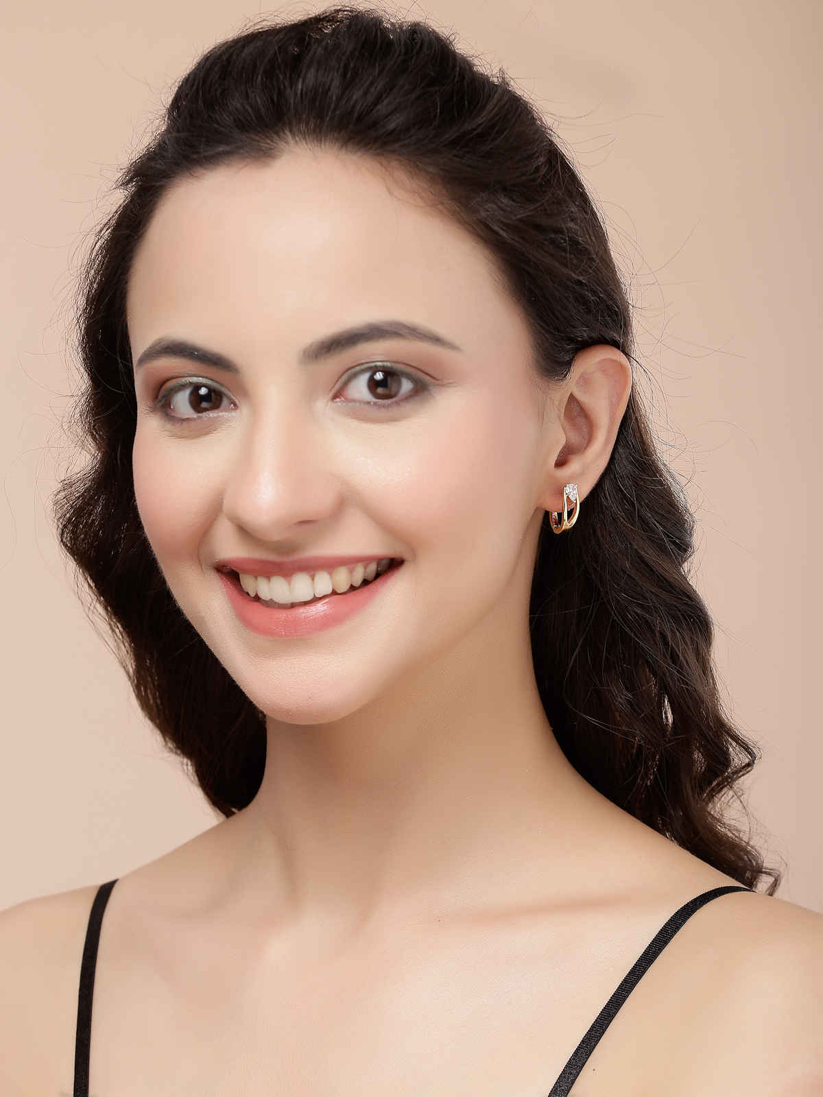 Scintillare By Sukkhi Gold Plated Austrian Cubic Zirconia Stone Clip On Hoop Earrings For Women