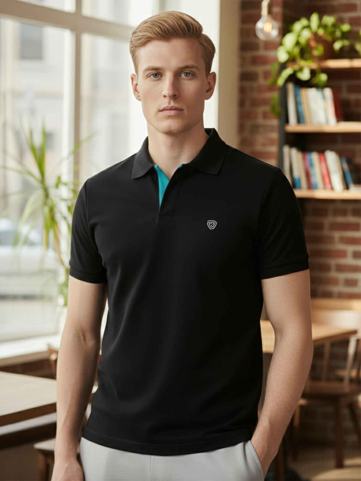 Lux Cozi Men's Solid Cotton Polo T-shirt | Black - L