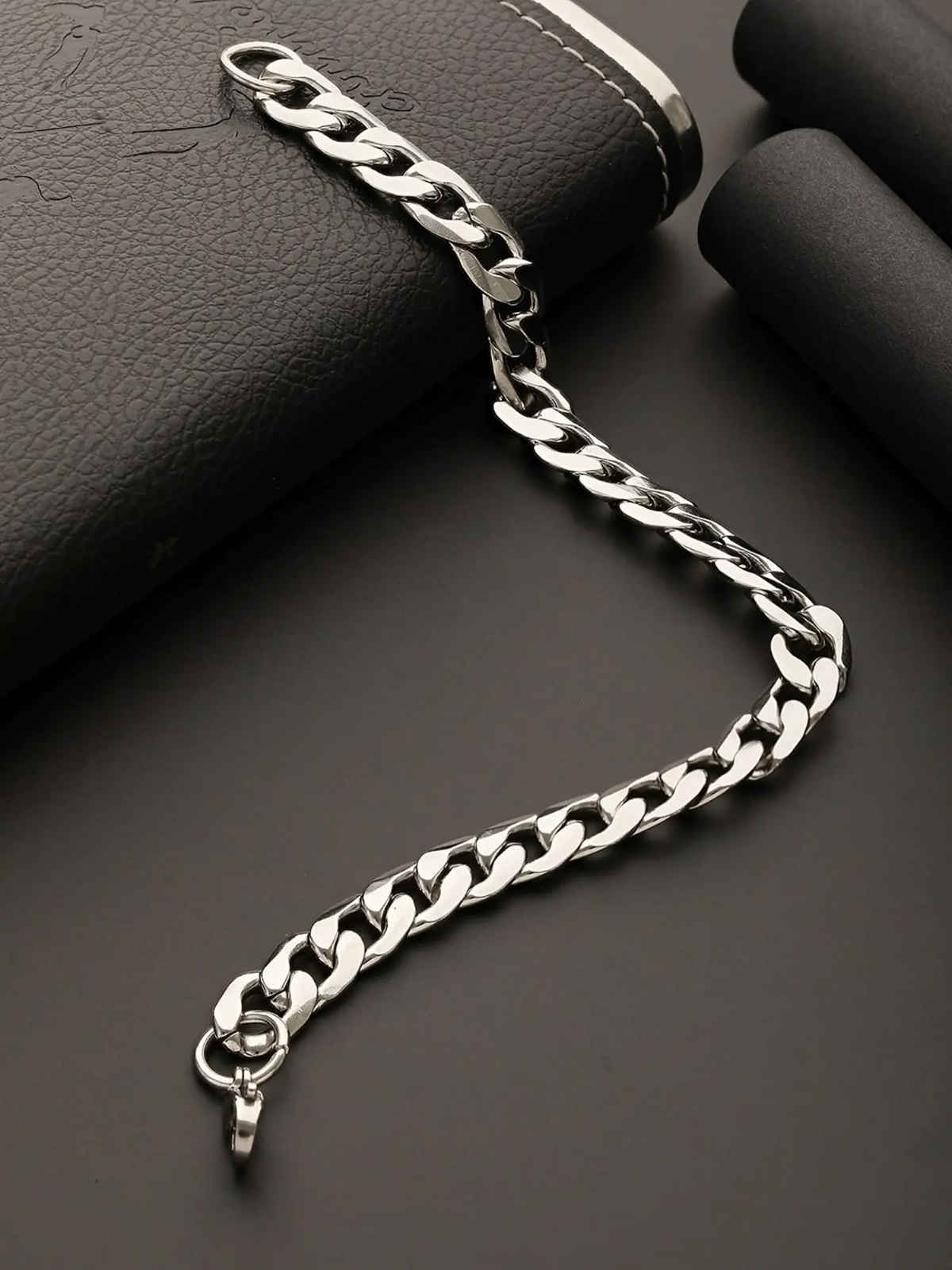 The Opal Factory All Seasons Men's Bracelets | Flexible Chain Bracelet | Bangle-301 | Silver