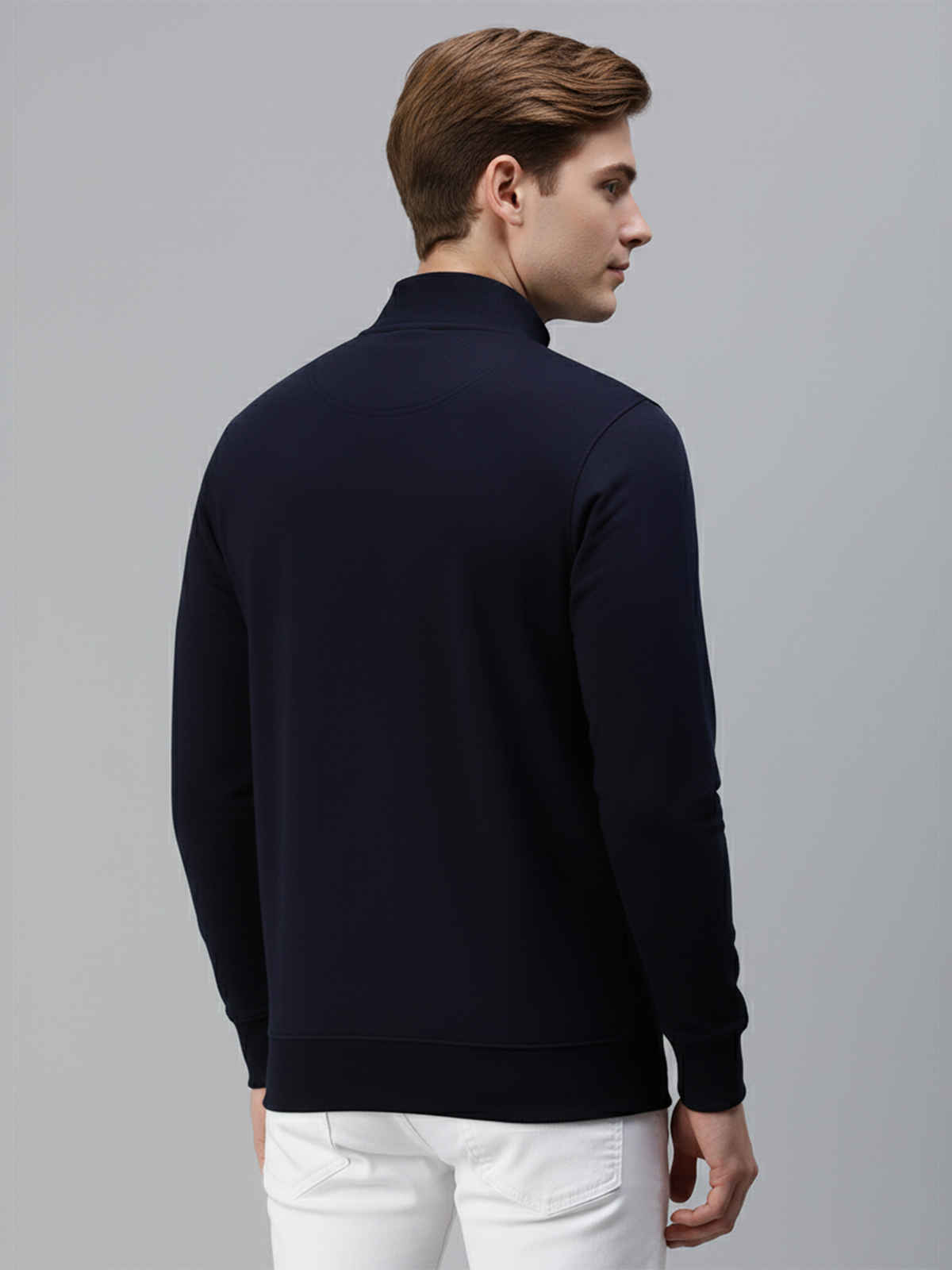 Onn Men's Classic Hi-Neck Half Zip Sweatshirt | Navy - L
