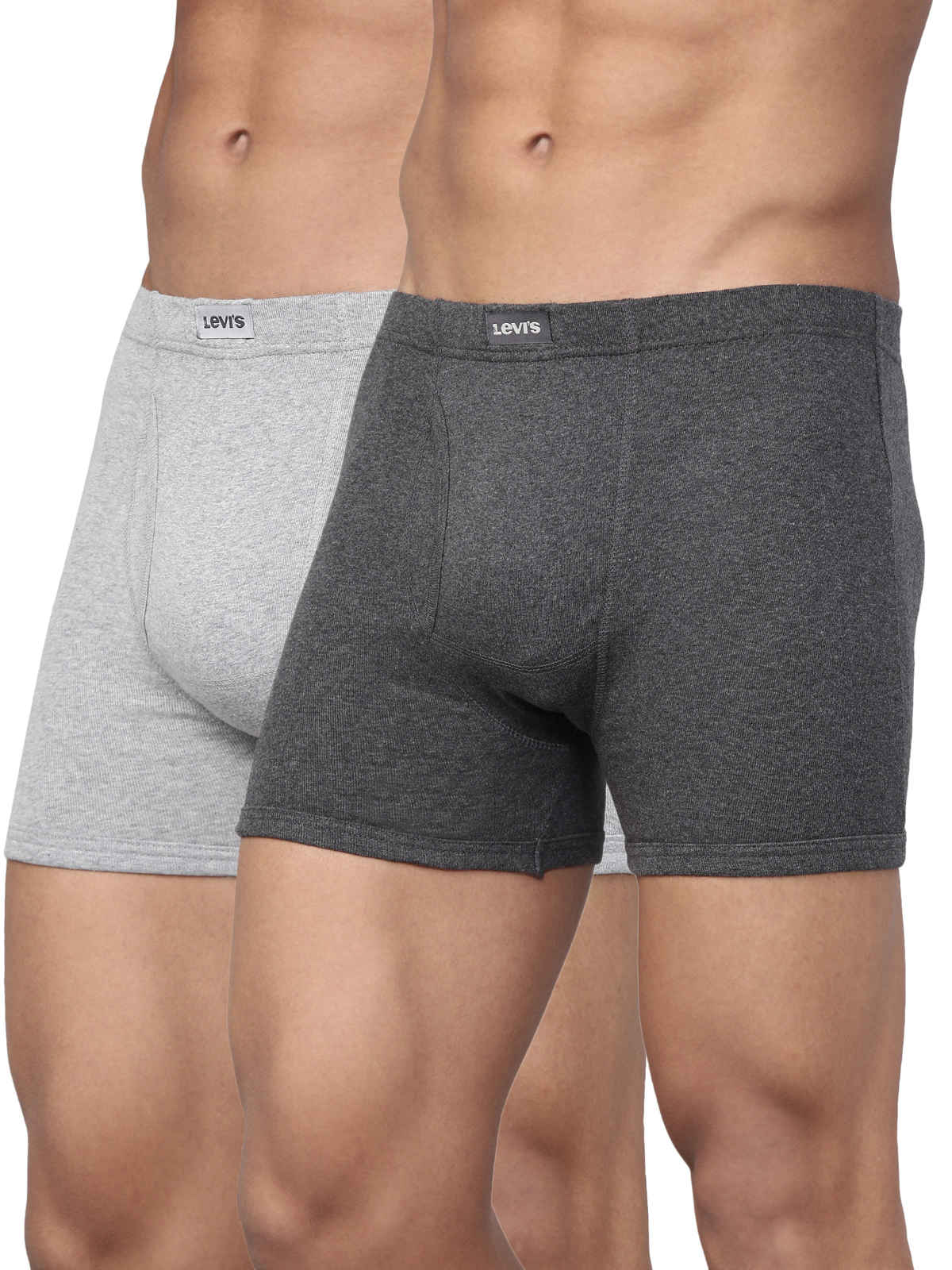 Levi's 010 Men's Comfort Boxer Brief | Contoured Double Pouch | Pack of 2 | Lt. Grey Mel,D. Grey Mel | XL