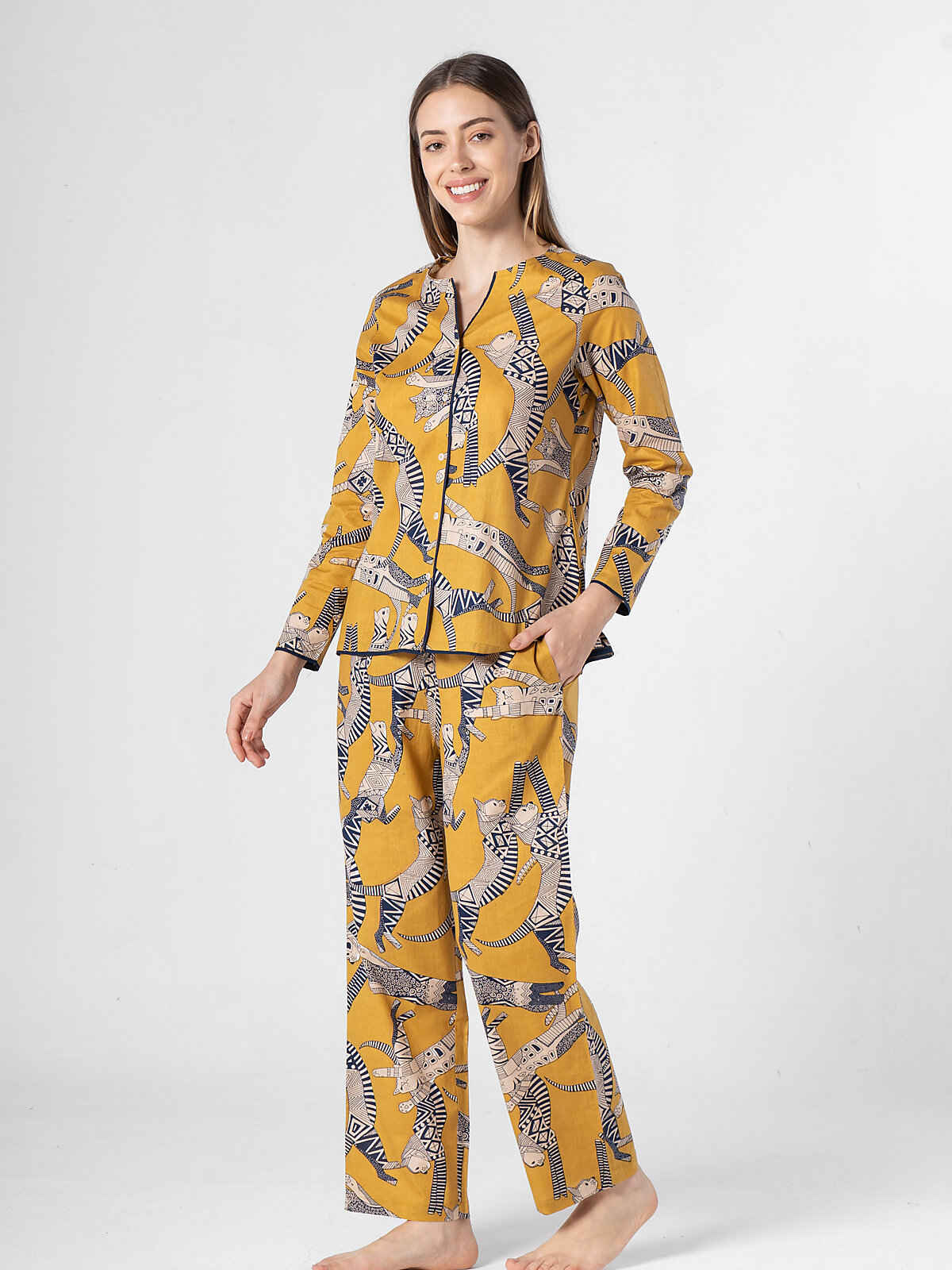 Sanskrutihomes Women Multicolor Printed Pure Cotton Night Suit SE-NSP-674 | M