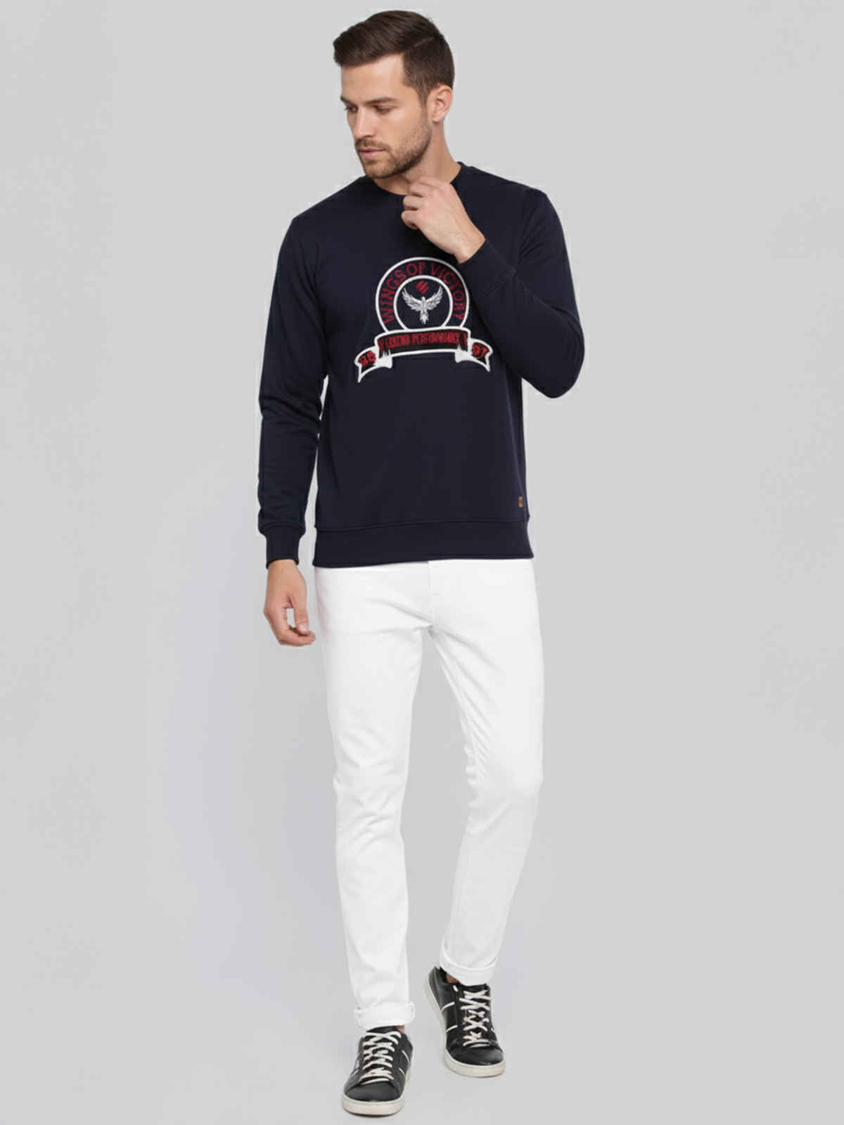 Onn Men's Ultra-Soft Printed Sweatshirt | Navy - M