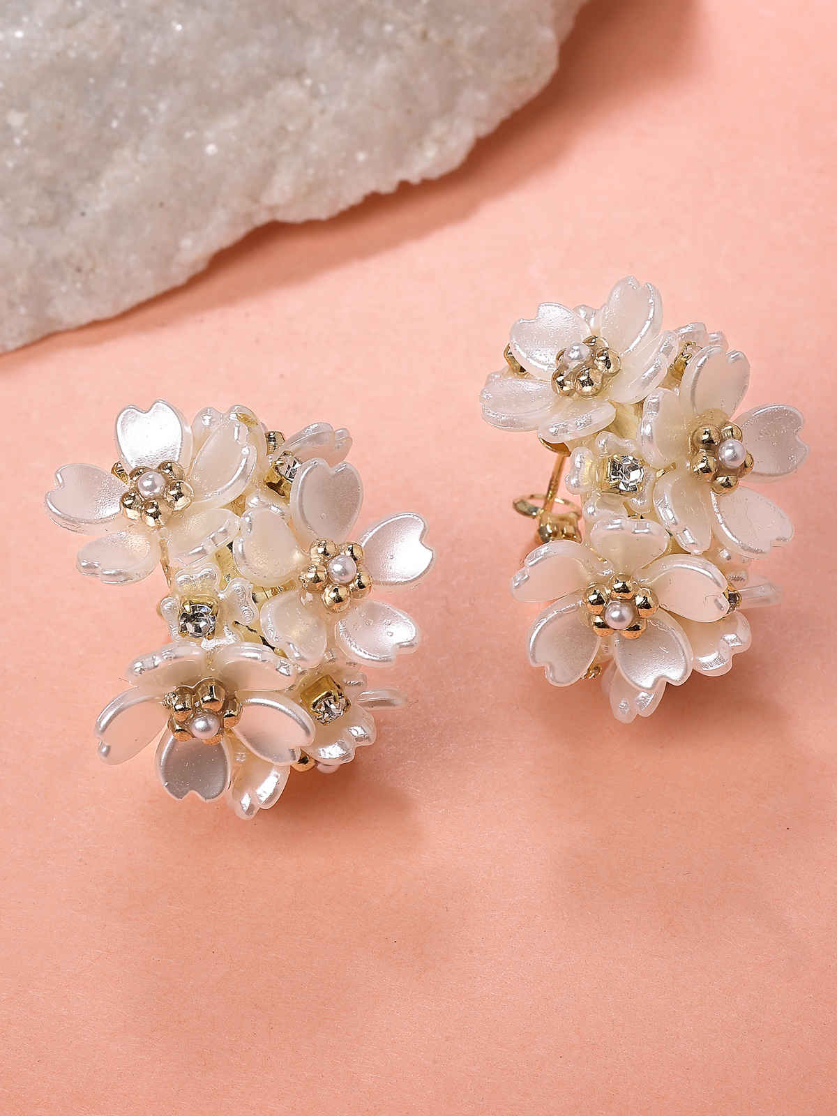 Scintillare By Sukkhi Flower Hoop Bali Earrings For Women Trendy Versatile Lightweight Jewellery