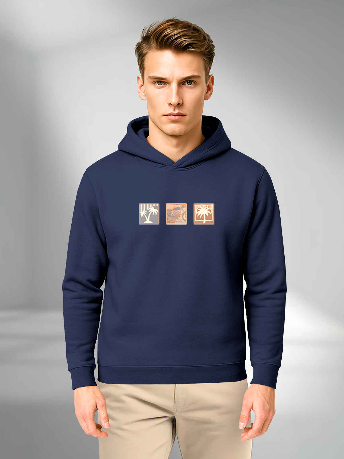 Bullmer Men's Trendy Cotton Blend Stylish Hoodie Sweatshirt for Winter Wear | Navy Blue - M