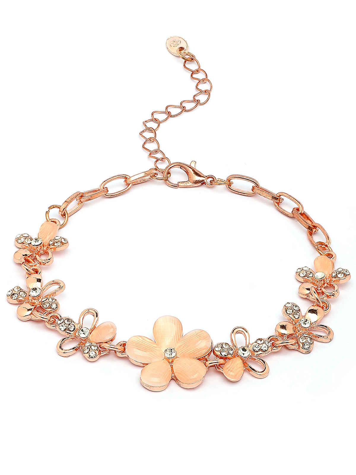 Scintillare By Sukkhi Flawless Rose Gold Plated Crystal Floral Bracelet Jewellery for Women