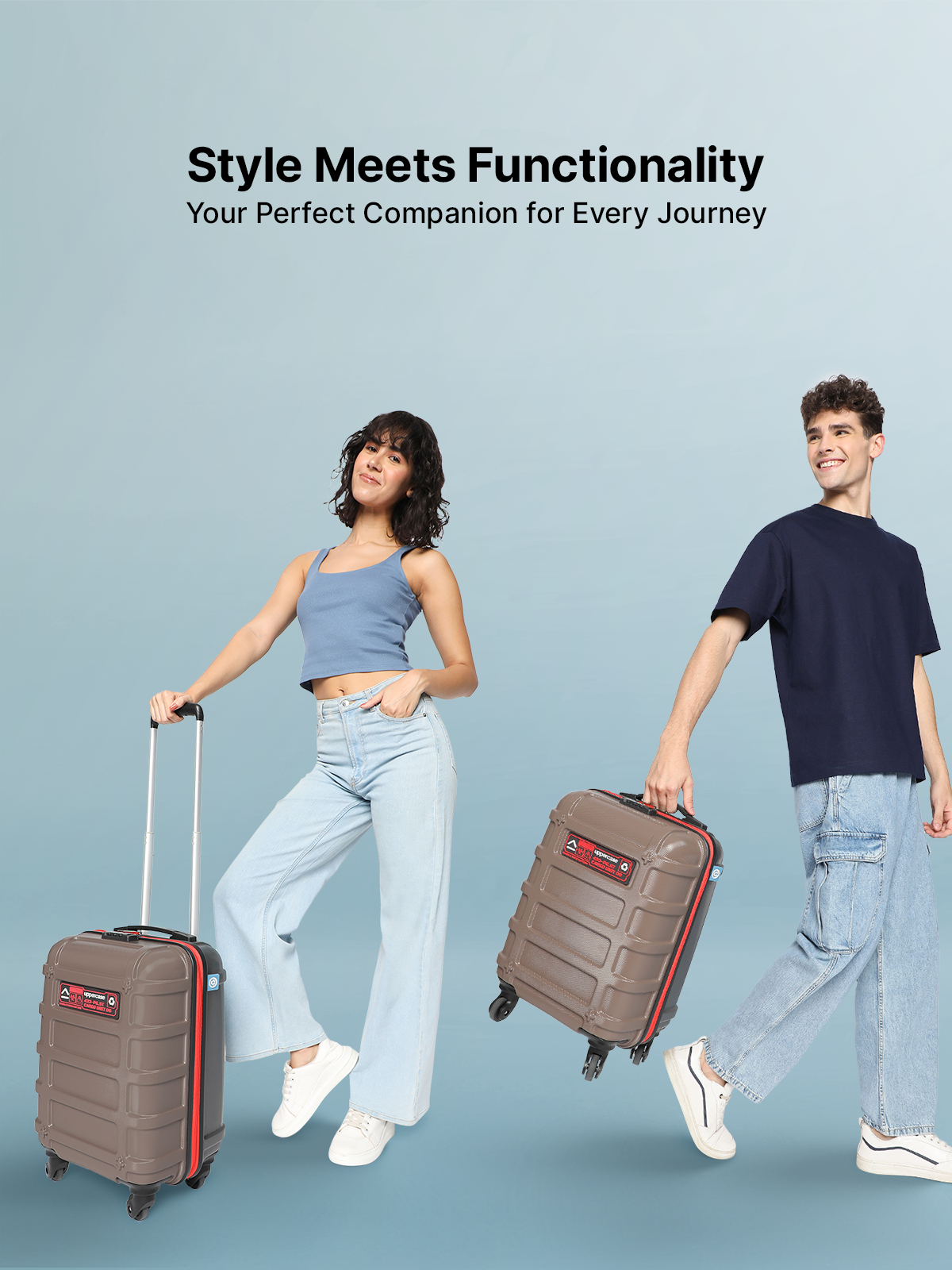 Uppercase Solid Polycarbonate 125 L Retractable Hard Luggage Trolley Bag | Taupe - S