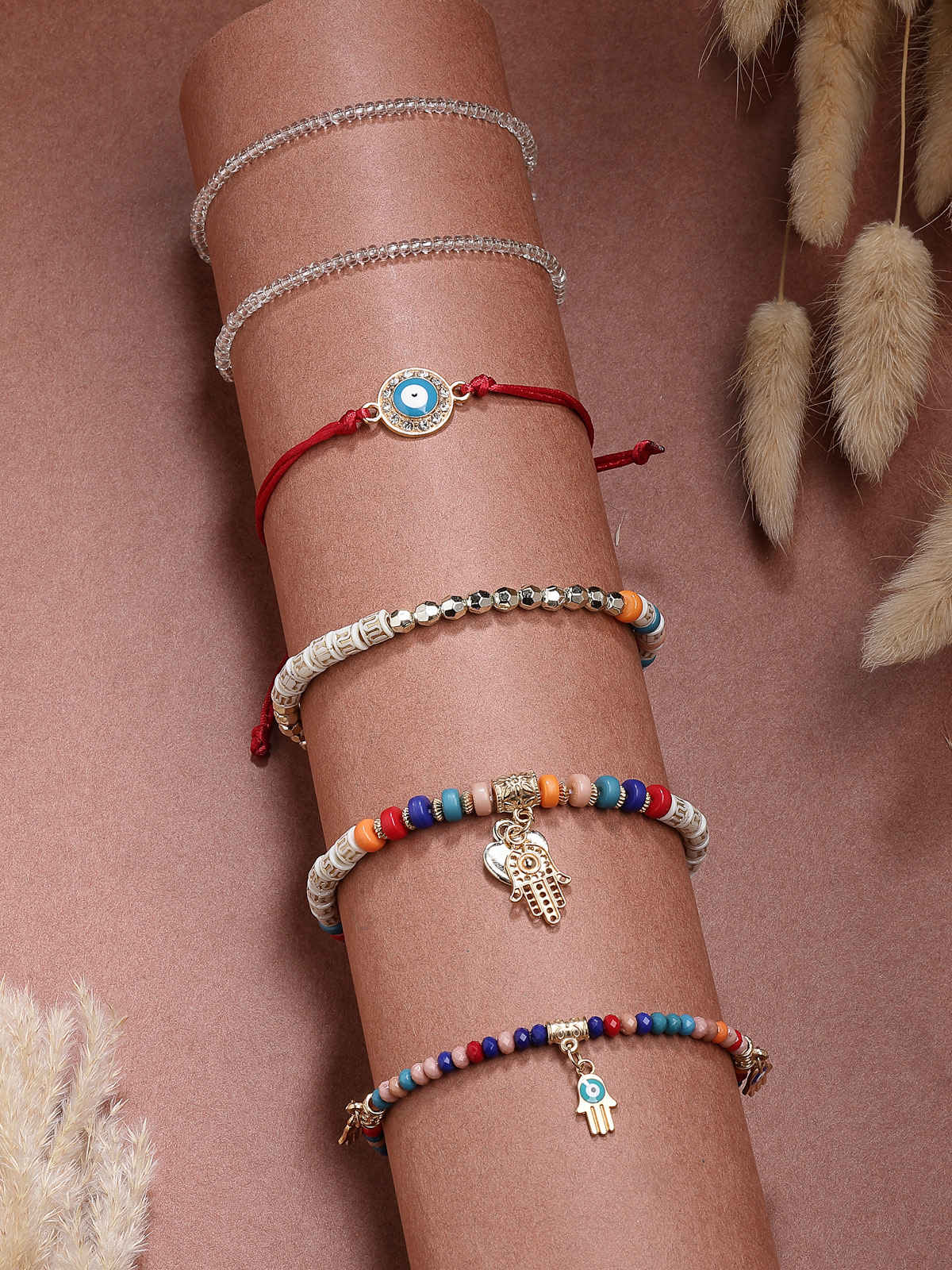 Scintillare By Sukkhi Hamsa Hand & Evil Eye Lucky Protection Charm Bracelet For Women | CBBC107157