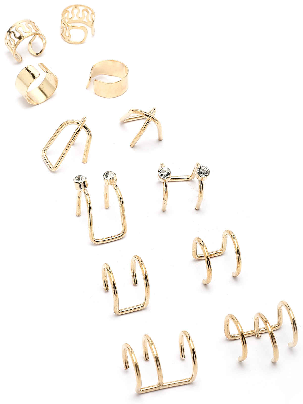 Scintillare By Sukkhi Gold Plated Multi Style Clip On Ear Cuff Combo Earrings For Women & Men