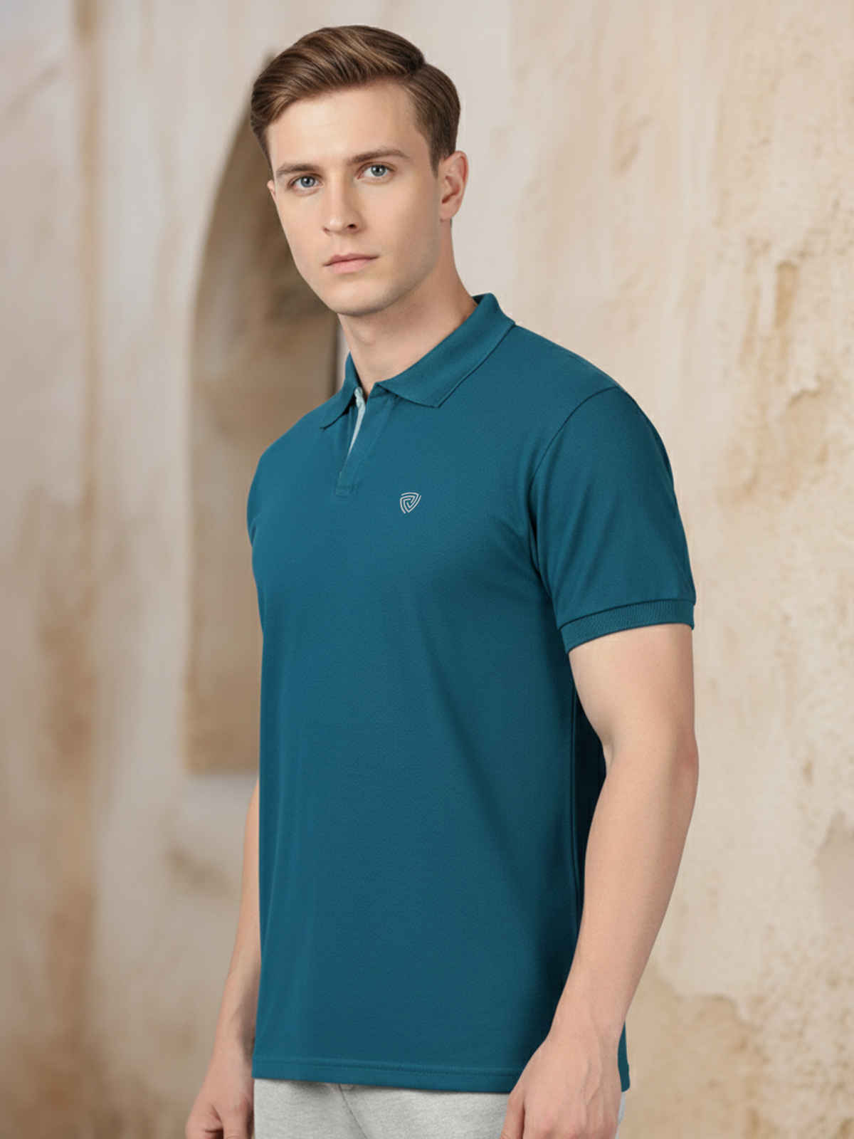 Lux Cozi Men's Solid Cotton Polo T-shirt | Emerald - M