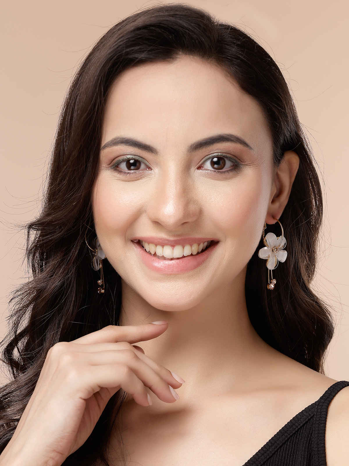 Scintillare By Sukkhi Golden Florally your Earring Crystal Stone Dangle Drop Hoop Earring For Women