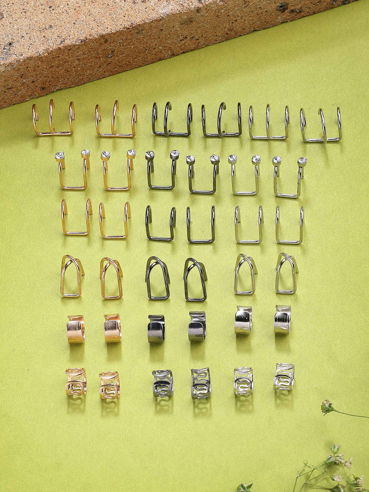 Scintillare By Sukkhi Gold Silver Black Color Multi Style Clip On Ear Cuff Combo Earrings For Women