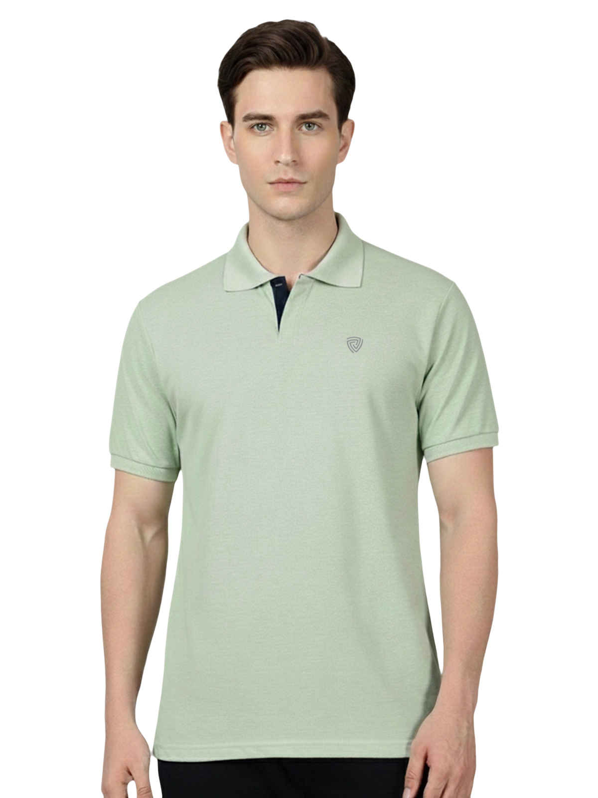 Lux Cozi Men's Solid Cotton Polo T-shirt | Mint Green - M
