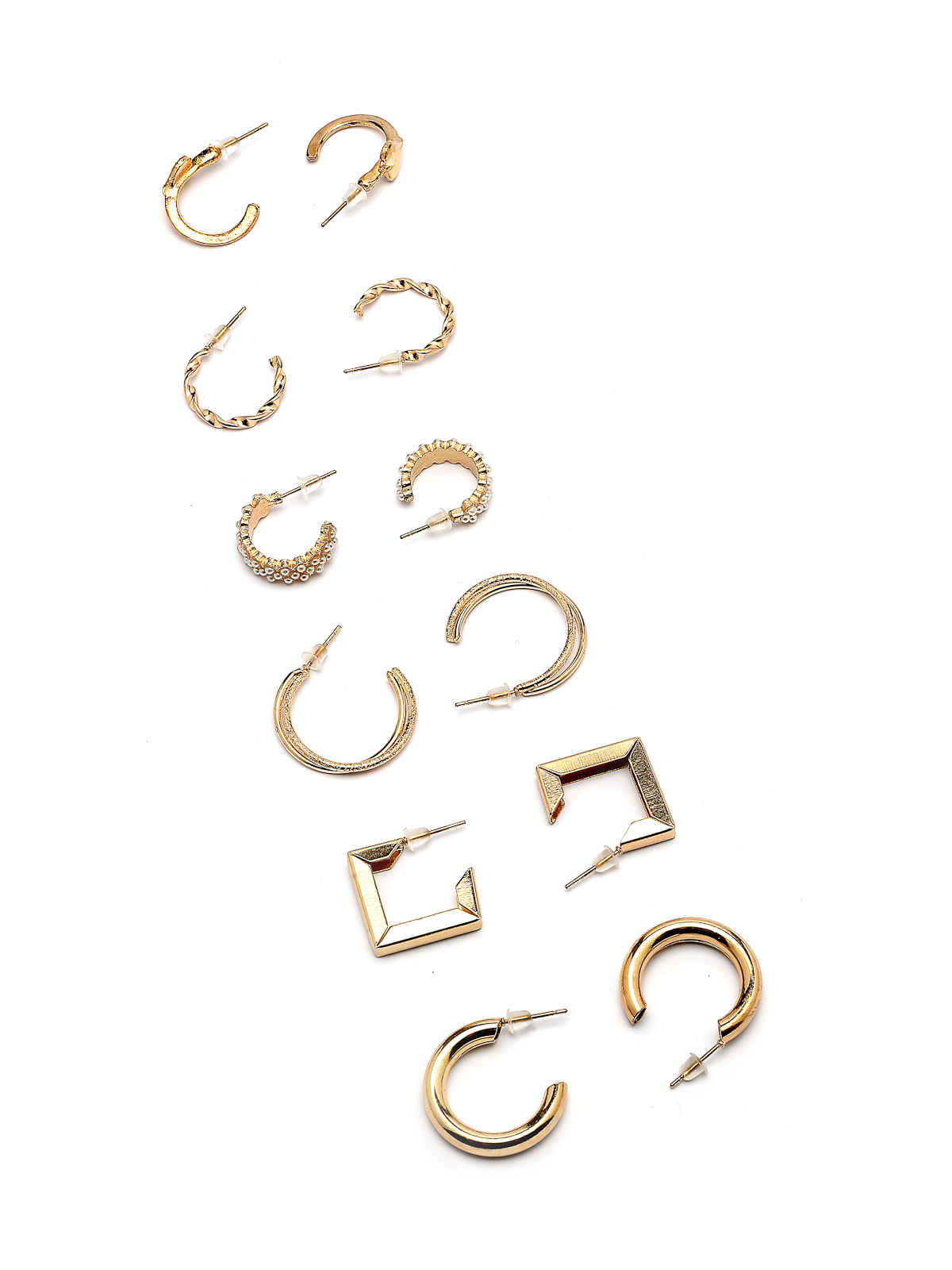 Scintillare By Sukkhi Stylish Gold Plated Pearls Trendy Hoop Combo Earrings For Women | CBE107203