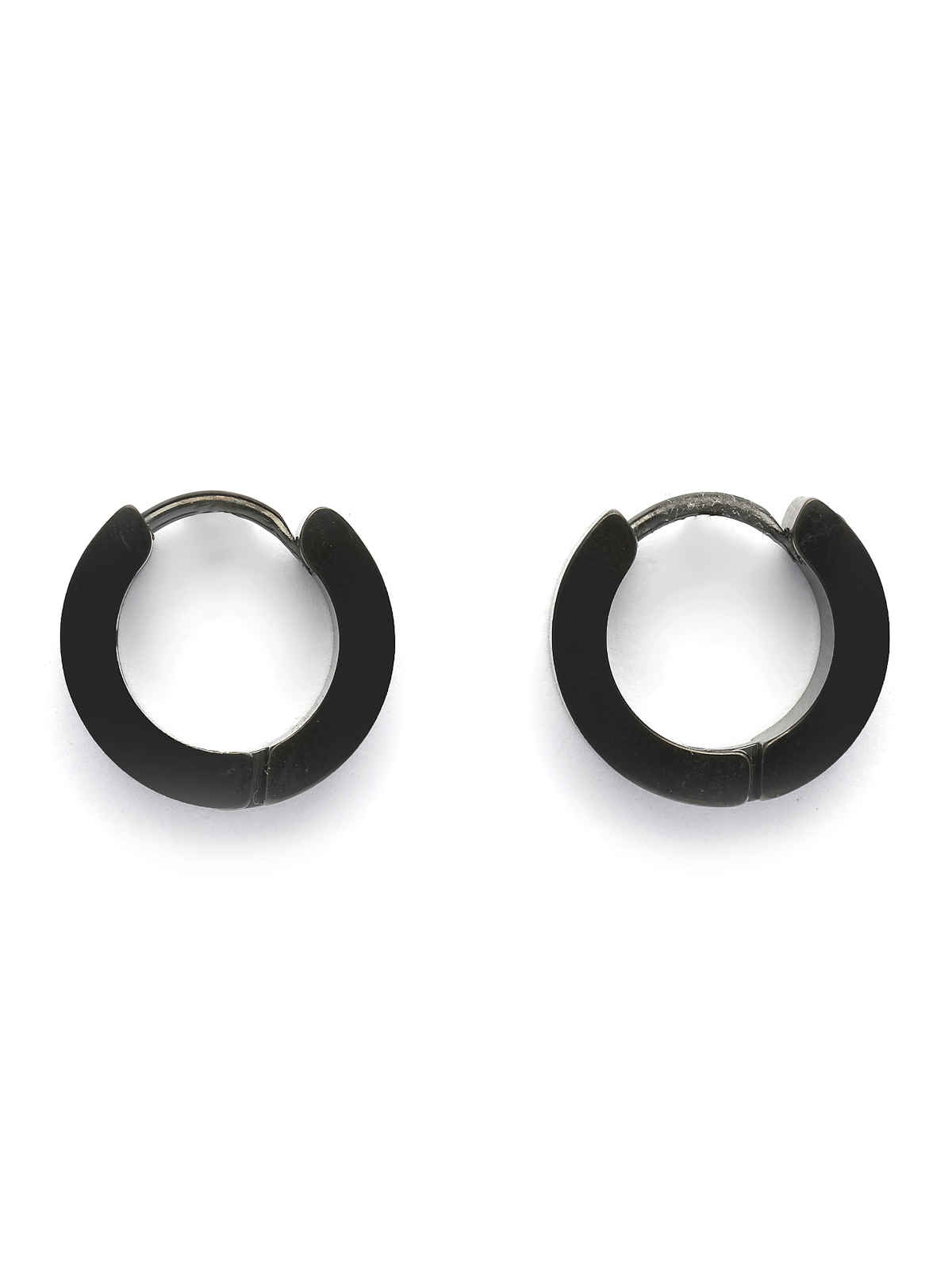Scintillare By Sukkhi Stainless Steel Black Hoop Bali Earring for Men & Boys
