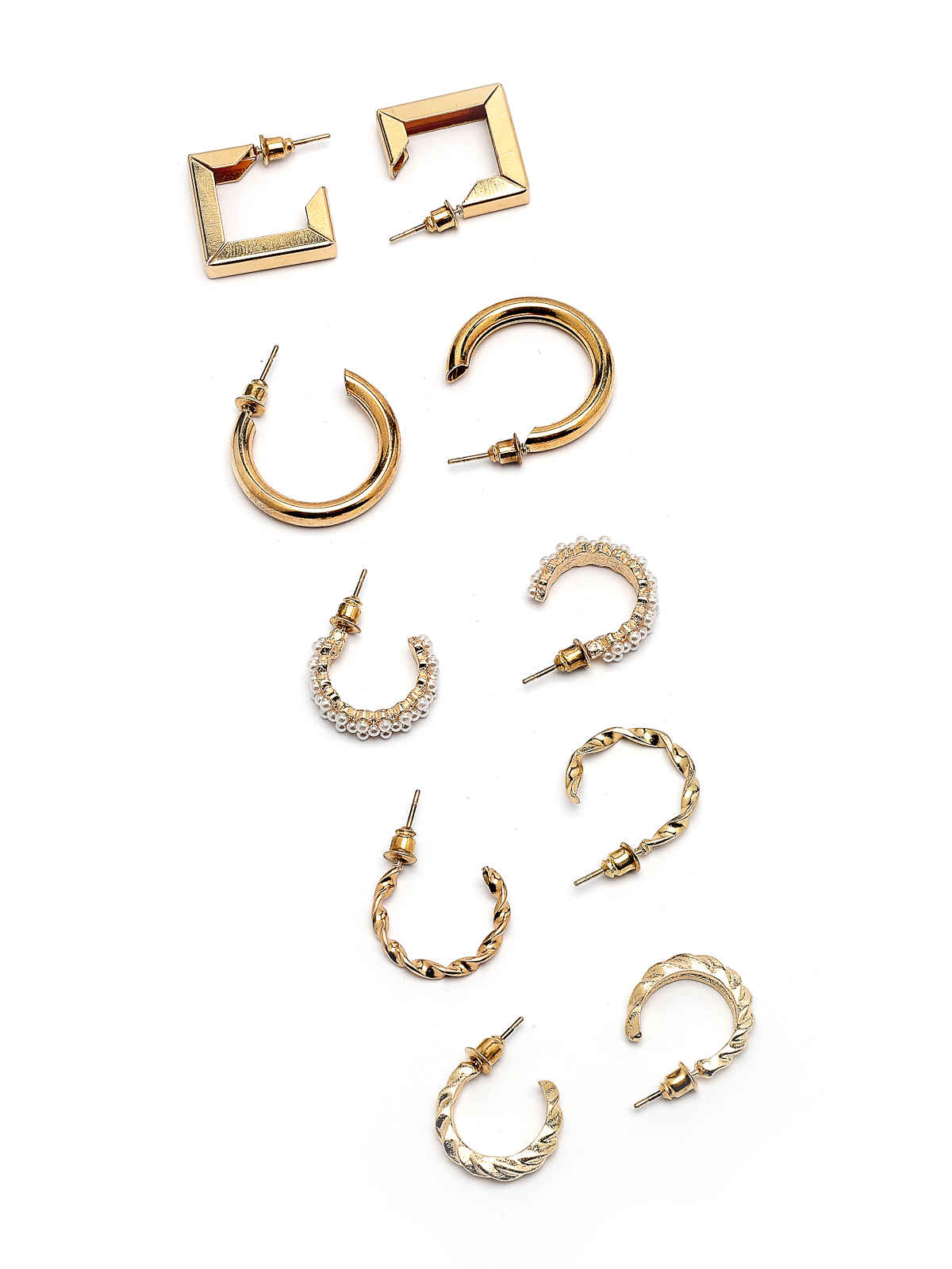 Scintillare By Sukkhi Beautiful Gold Plated Pearls Contemporary Min Hoop Combo Earrings For Women