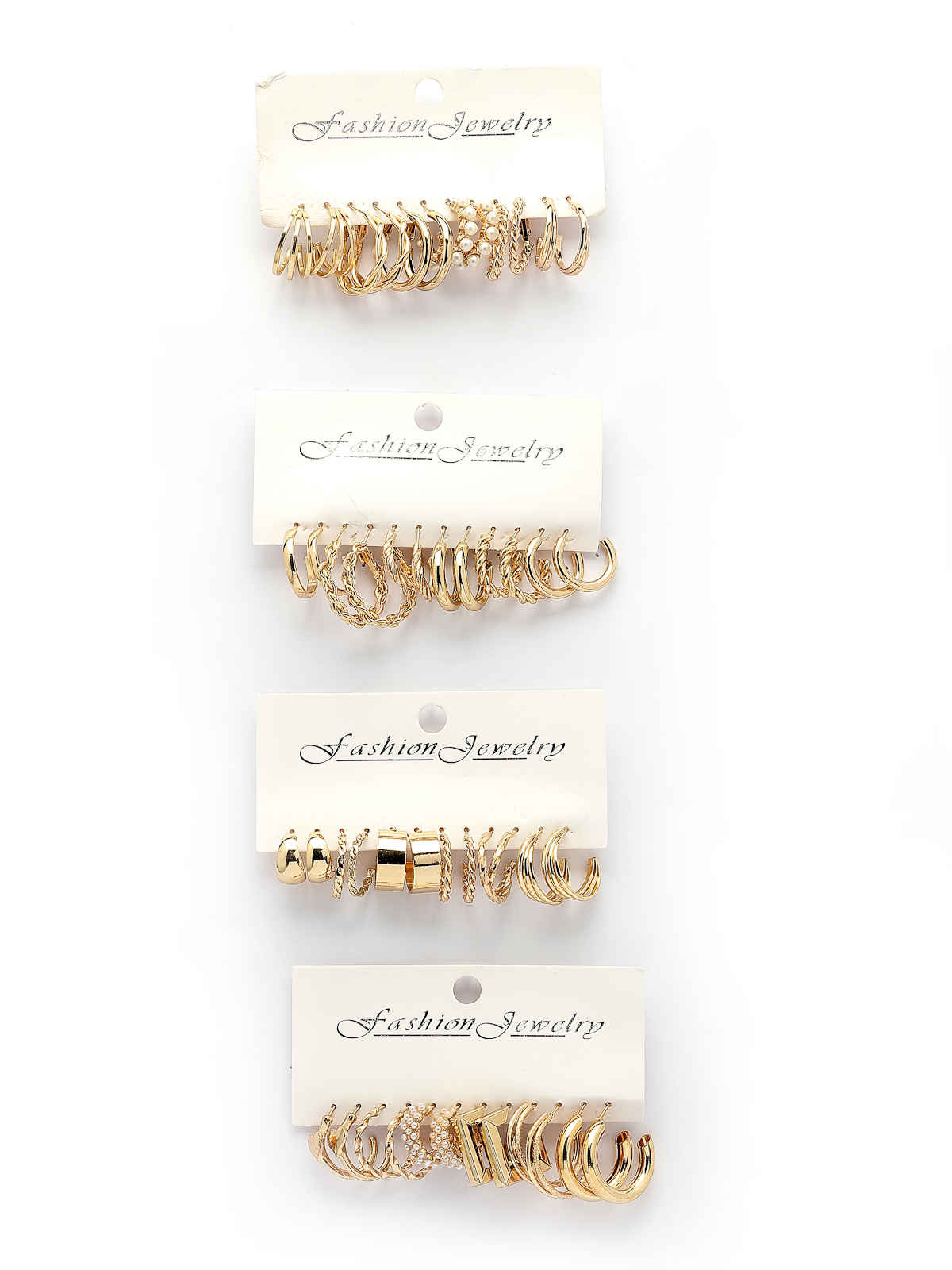 Scintillare By Sukkhi Gold Plated with Geometric Twist Pearls Hoop Dangle Combo Earrings For Women