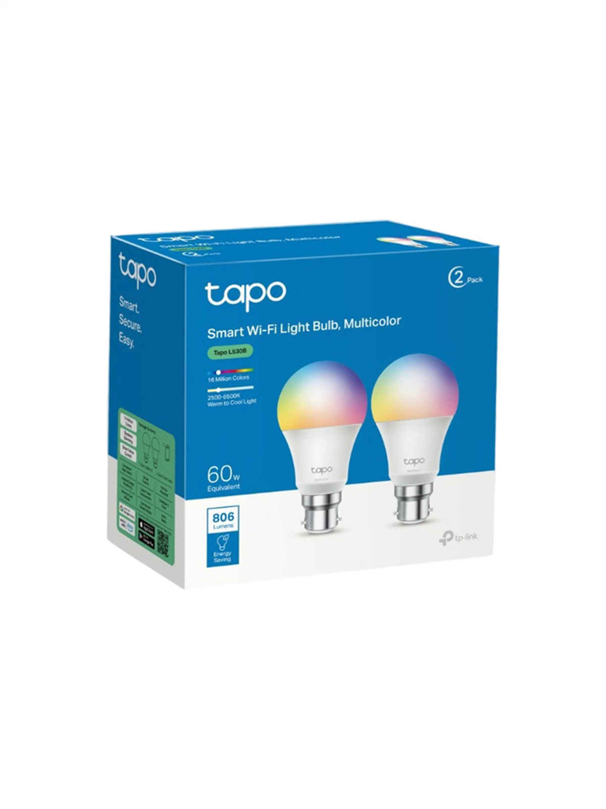 TP-Link Tapo L530B(2Pack) Smart WiFi Light Bulb, , 8.7W, Compatible with Alexa, Multicolor | B22 Base Holder