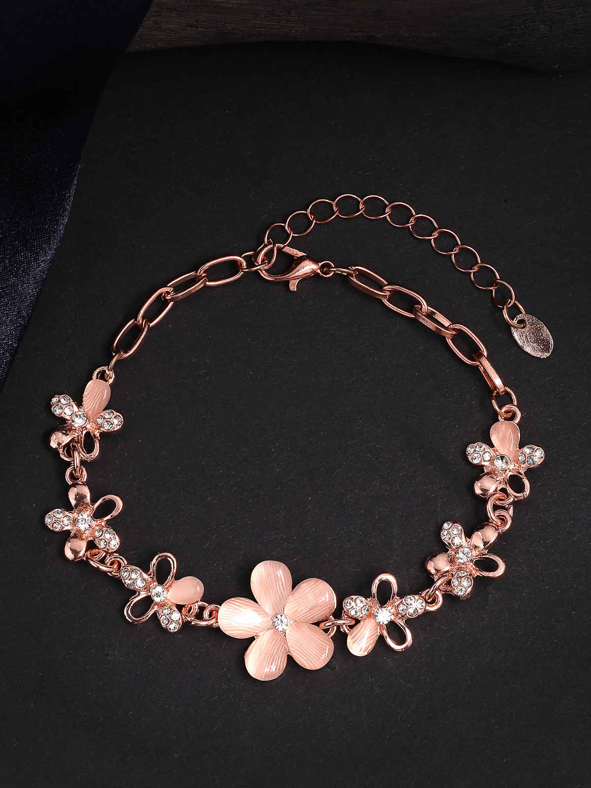 Scintillare By Sukkhi Flawless Rose Gold Plated Crystal Floral Bracelet Jewellery for Women