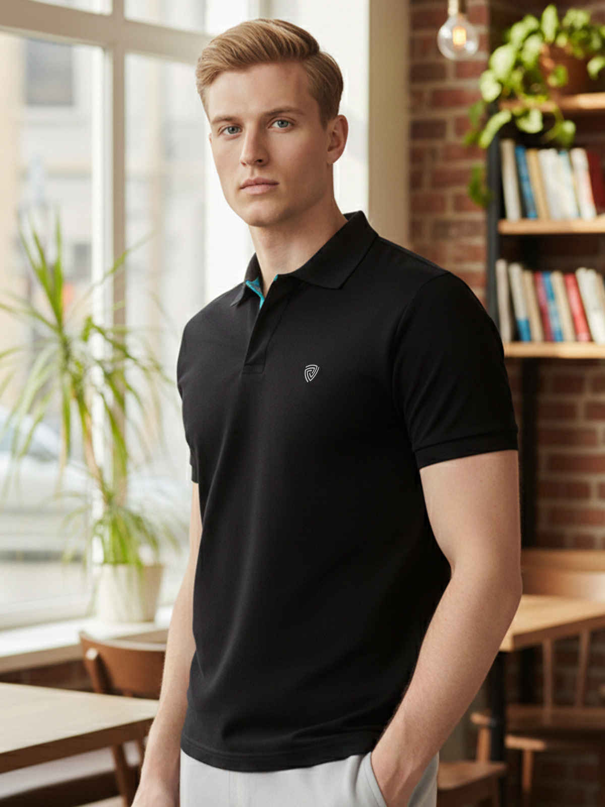 Lux Cozi Men's Solid Cotton Polo T-shirt | Black - XL