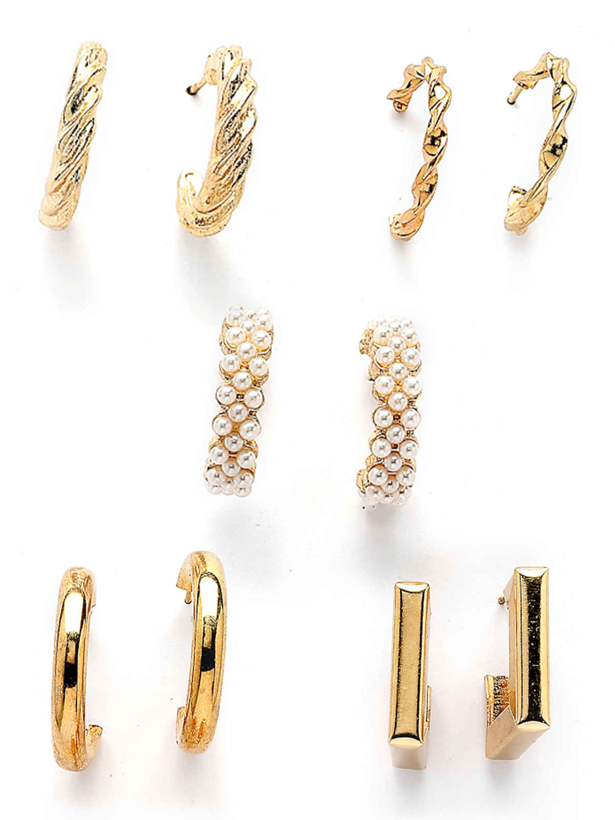 Scintillare By Sukkhi Beautiful Gold Plated Pearls Contemporary Min Hoop Combo Earrings For Women