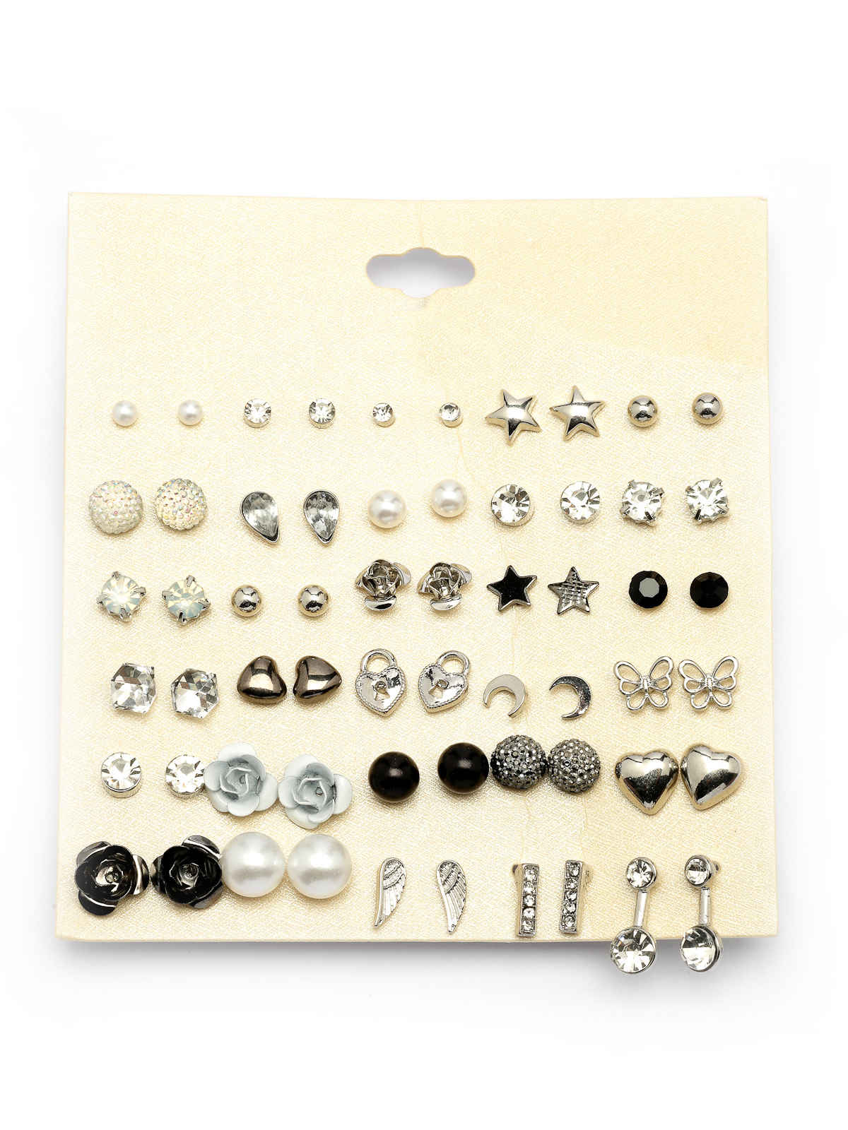Scintillare By Sukkhi Multi Stylish Rhodium Plated Crystal & Pearls Studs Combo Earrings For Women