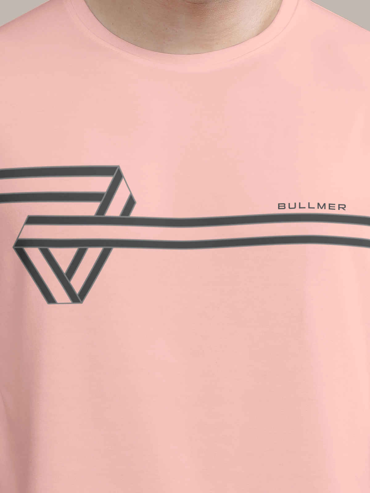 Bullmer Men's Oversized T-shirt Front Printed | Peach | M