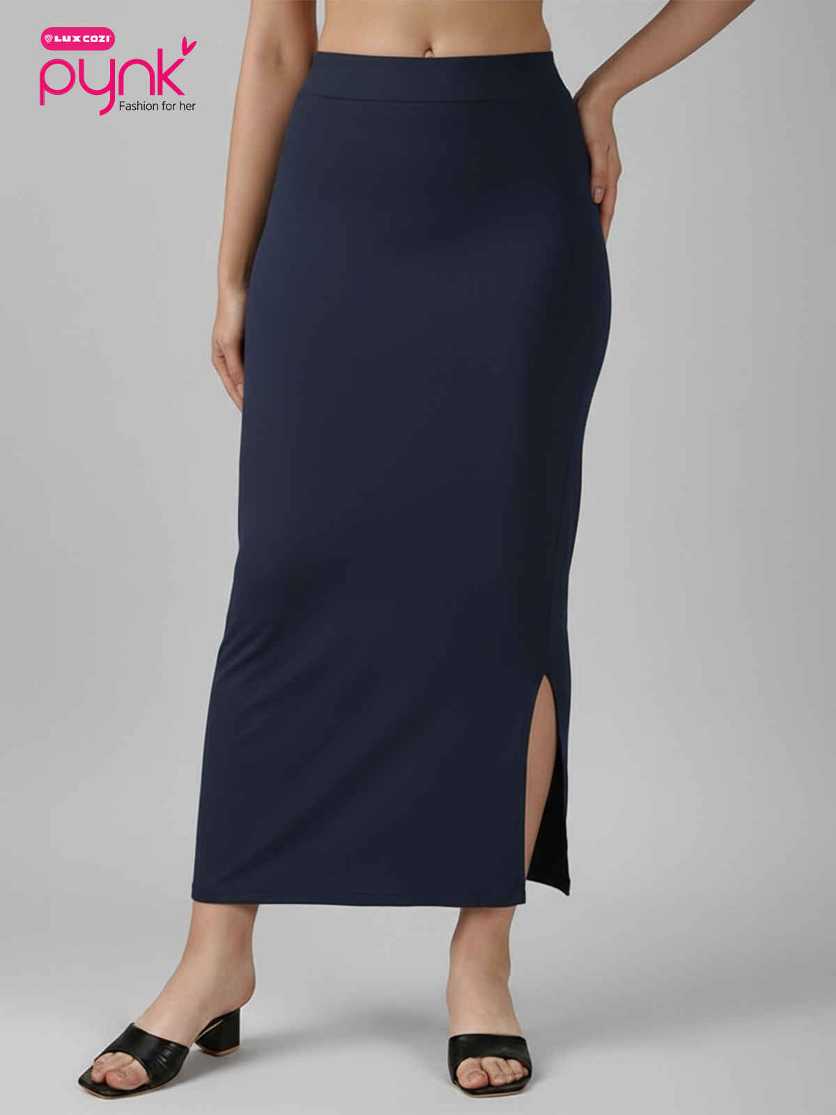 PYNK by Lux Cozi Women's Saree Shapewear | Flaunt Your Curves with Confidence | Navy Blue|Free Size