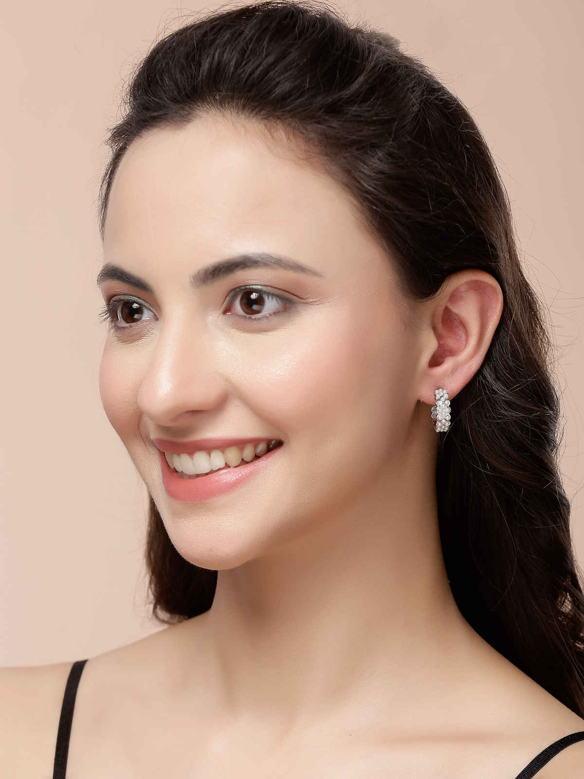 Scintillare By Sukkhi Rhodium Plated with Geometric Twist Pearls Combo Earring For Women