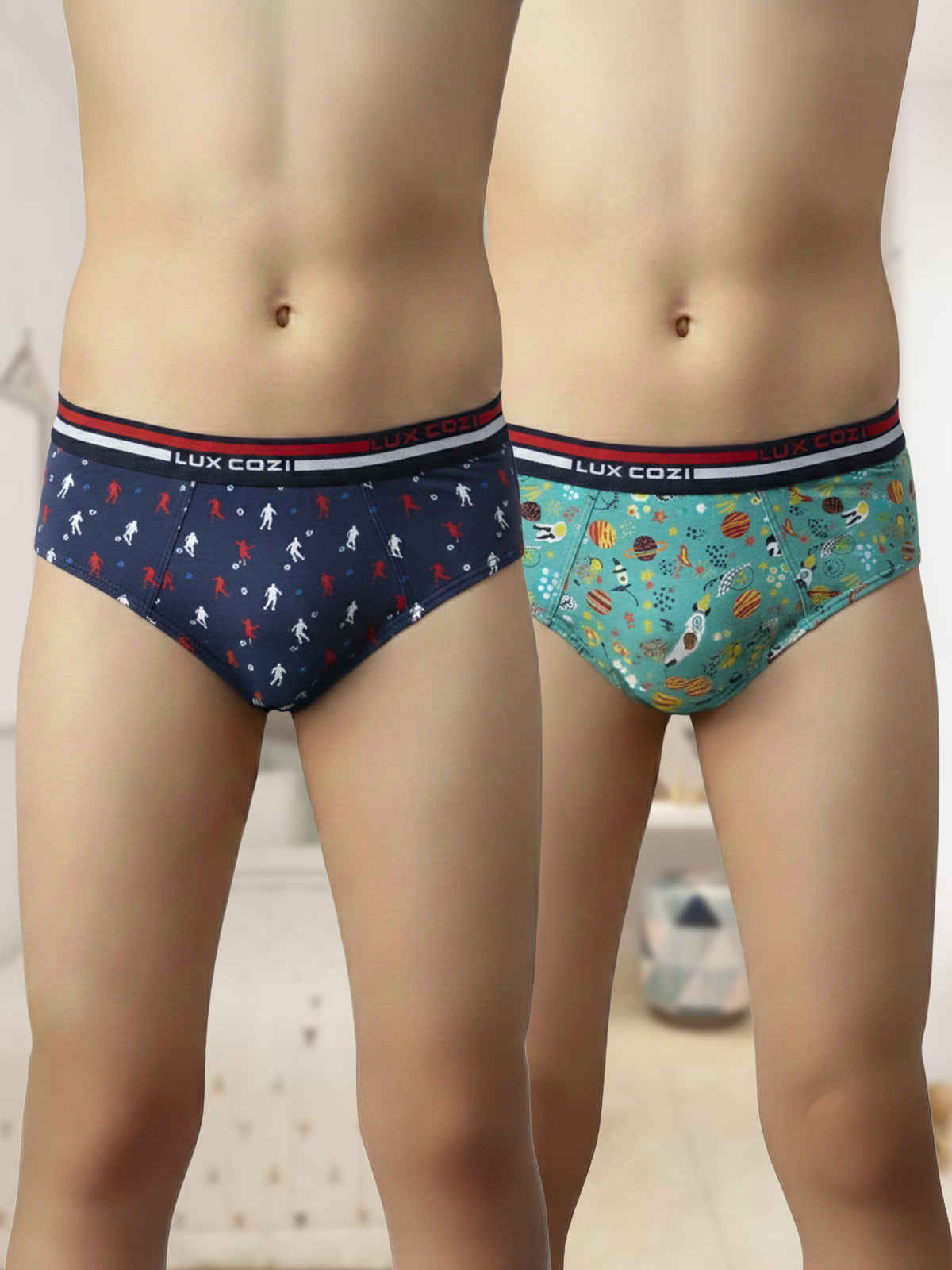 Lux Cozi Boy's Ultra Soft Outer Elastic Printed Briefs | Assorted - 75 cm