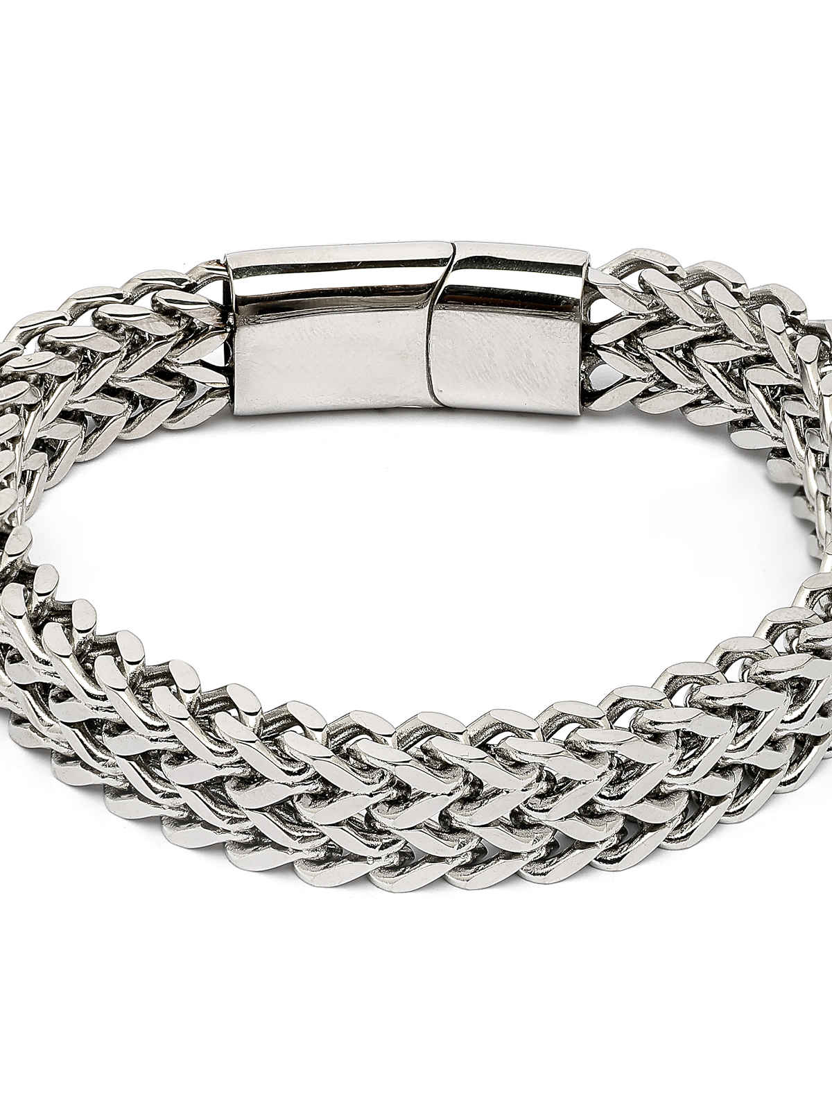 Scintillare By Sukkhi Stainless Steel Rhodium Plated With Link Chain Bracelet Jewellery Men & Boys