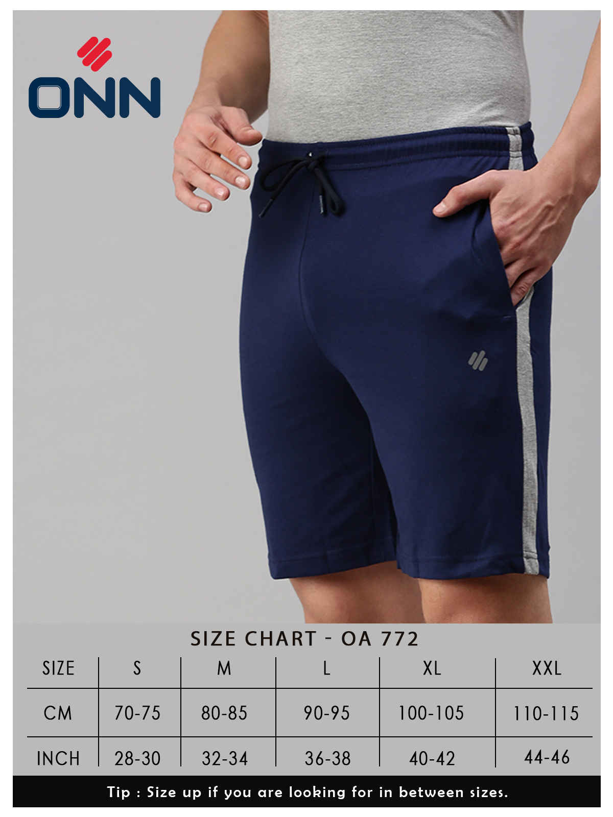 Onn Side Striped Super Soft Cotton Shorts | Navy - M