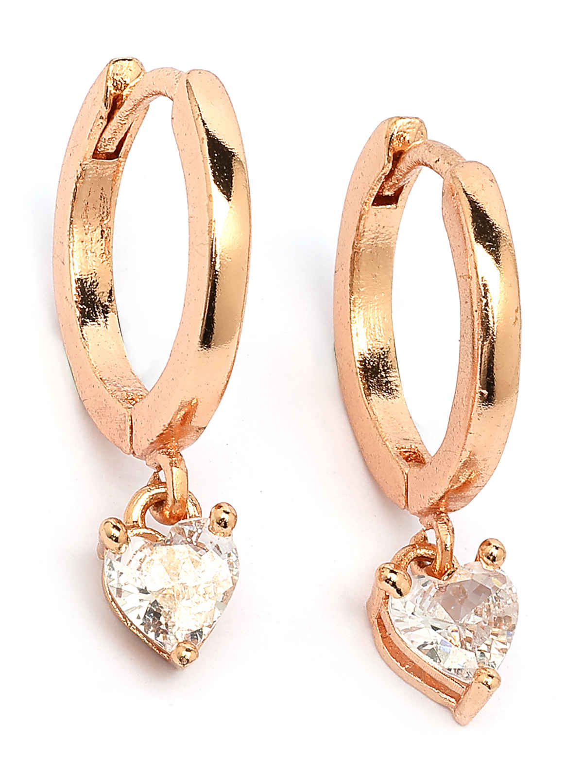Scintillare By Sukkhi Rose Gold Plated Austrian Zirconium Drop Hoop Style Earrings For Women