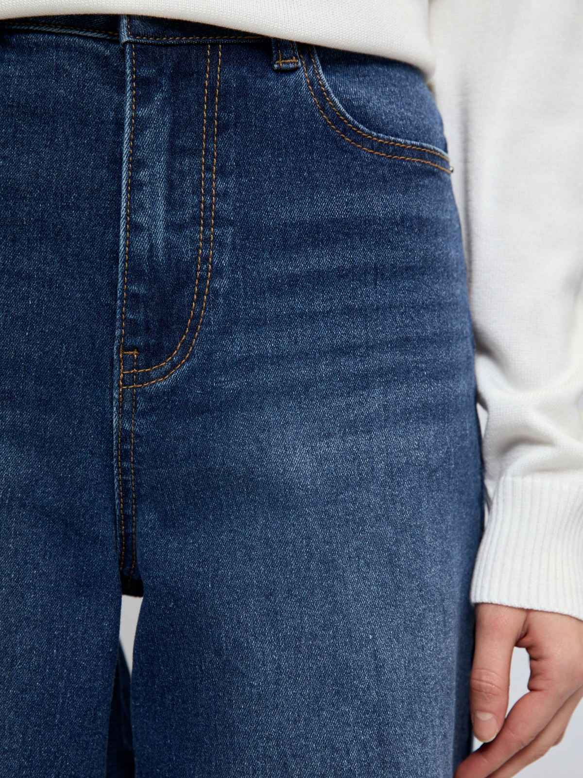 Aadvi Fashion Women's Baggy Fit Heavy Fade Wide Leg Jeans | Dark Blue | 28